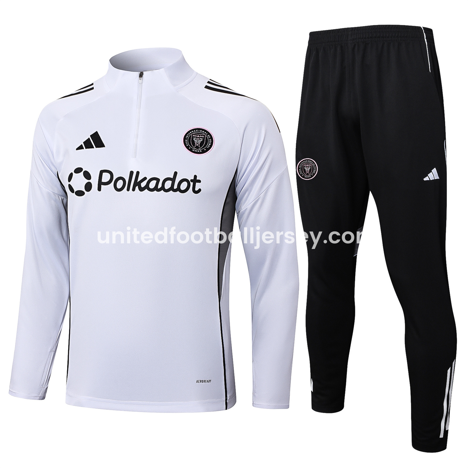 unitedfutballjersey-INT M.A.M 25-26 Long Sleeves Training Set - White Top & Black Pants