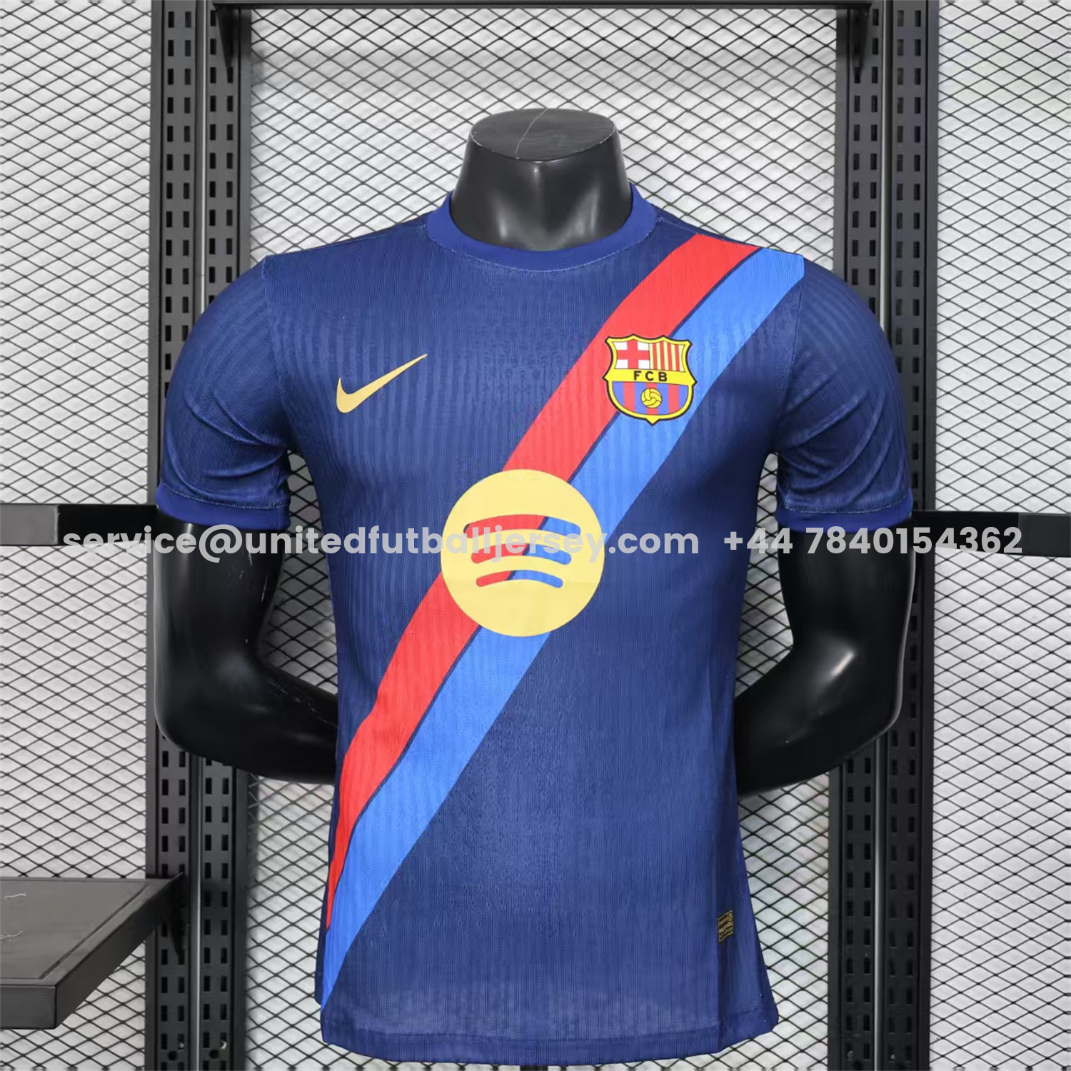 unitedfutballjersey-Barcelona 25-26 Red & Blue Guards Dark Blue Special Jersey - Player Version