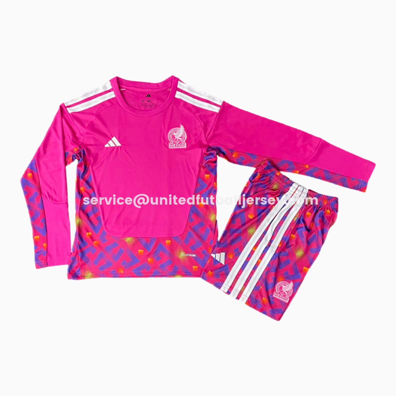 unitedfutballjersey-Mexico 2026 Goalkeeper Pink Long Sleeves Kids Kit