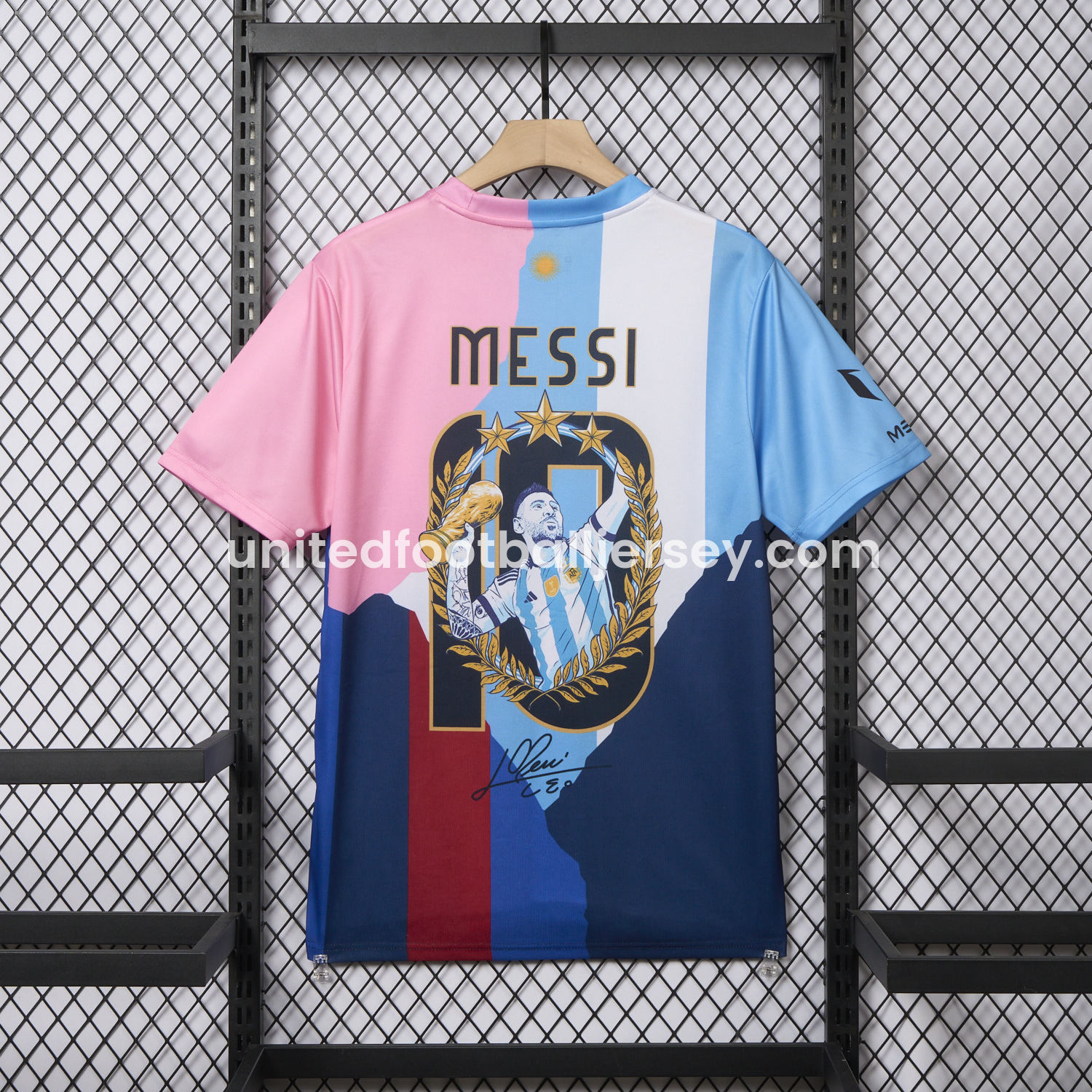 unitedfutballjersey-Messi Career Commemorative Jersey - Fans Version - Argentina INT M.A.M Barcelona - with 10 Special Font