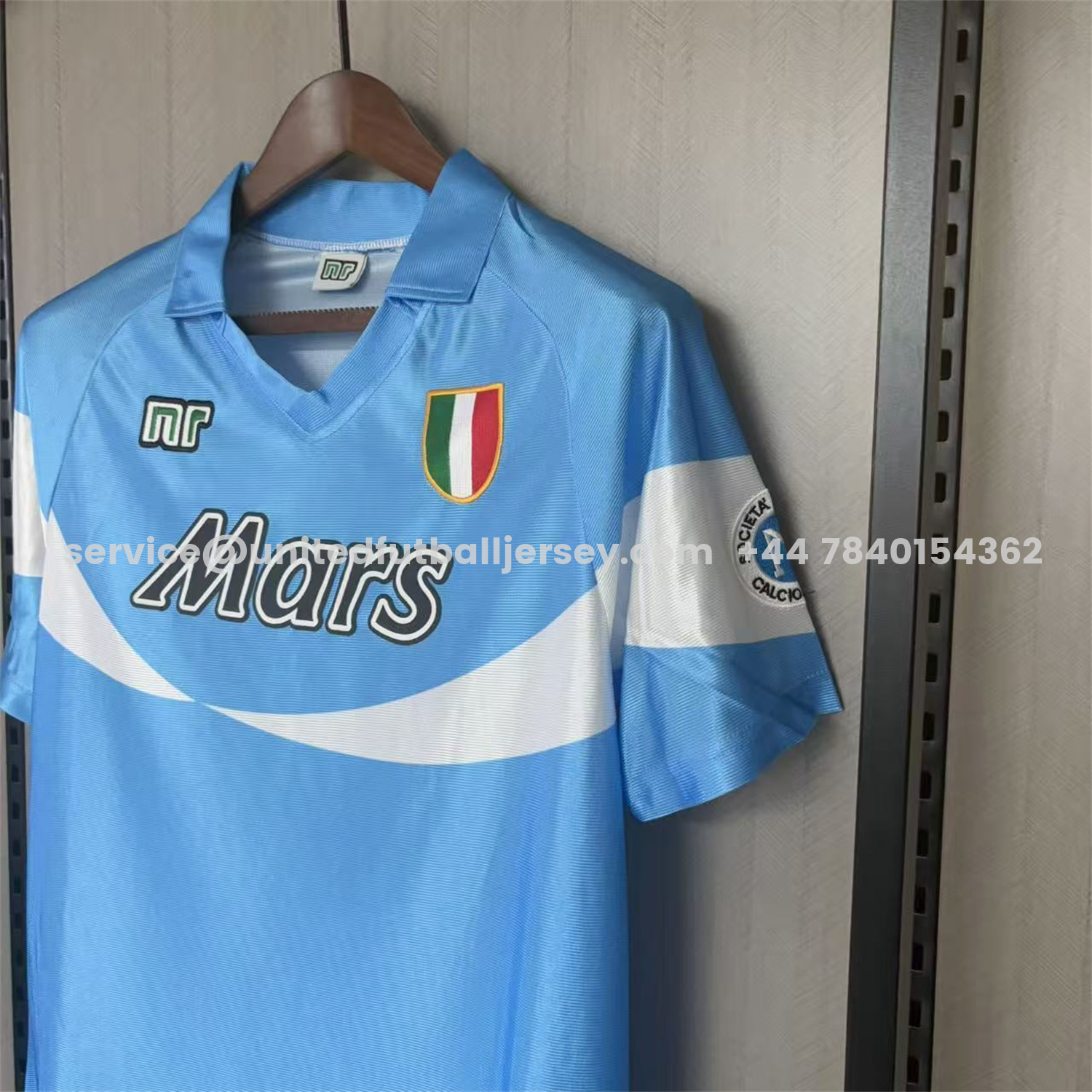 unitedfutballjersey-Retro Napoli 1990-91 Home 2 Sky Blue And White Jersey