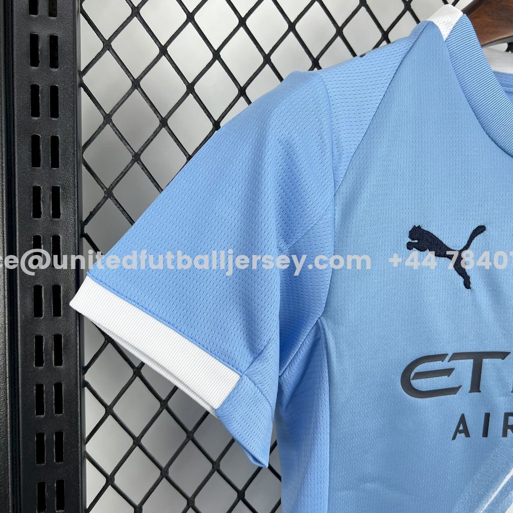 unitedfutballjersey-Manchester City 25-26 Home Kids Kit