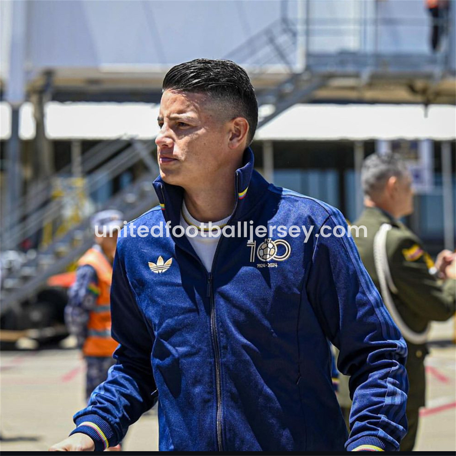 unitedfutballjersey-Colombia 2024 100th Anniversary Jacket Training Tracksuit - Deep Blue