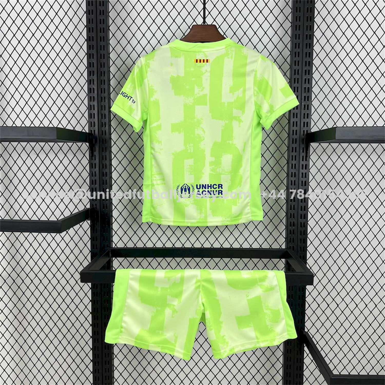 unitedfutballjersey-Barcelona x Travis Scott 24-25 Third Green Kids Kit