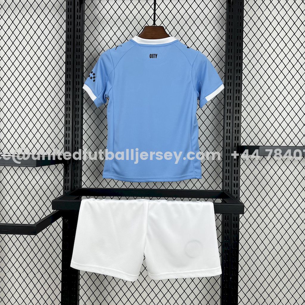 unitedfutballjersey-Manchester City 25-26 Home Kids Kit