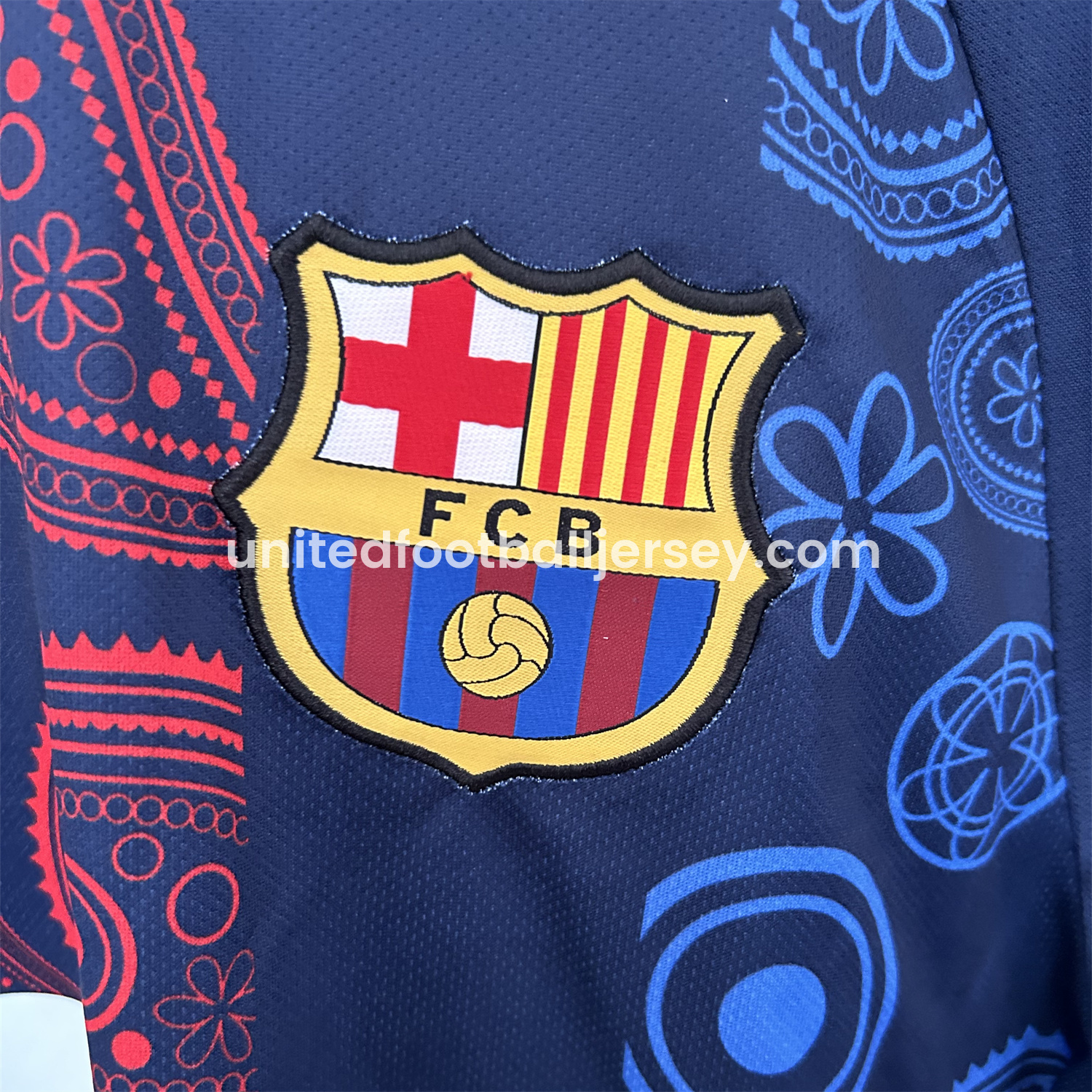 unitedfutballjersey-Barcelona 25-26 Paisley Patterns Blue Special Edition Jersey - Fans Version