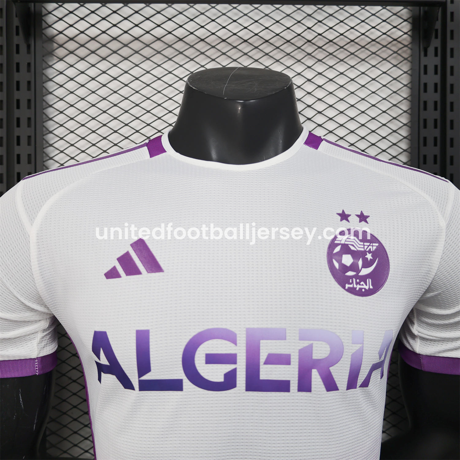 unitedfutballjersey-Algeria 25-26 White Purple Gradient with Hexagonal Pattern Jersey - Player Version