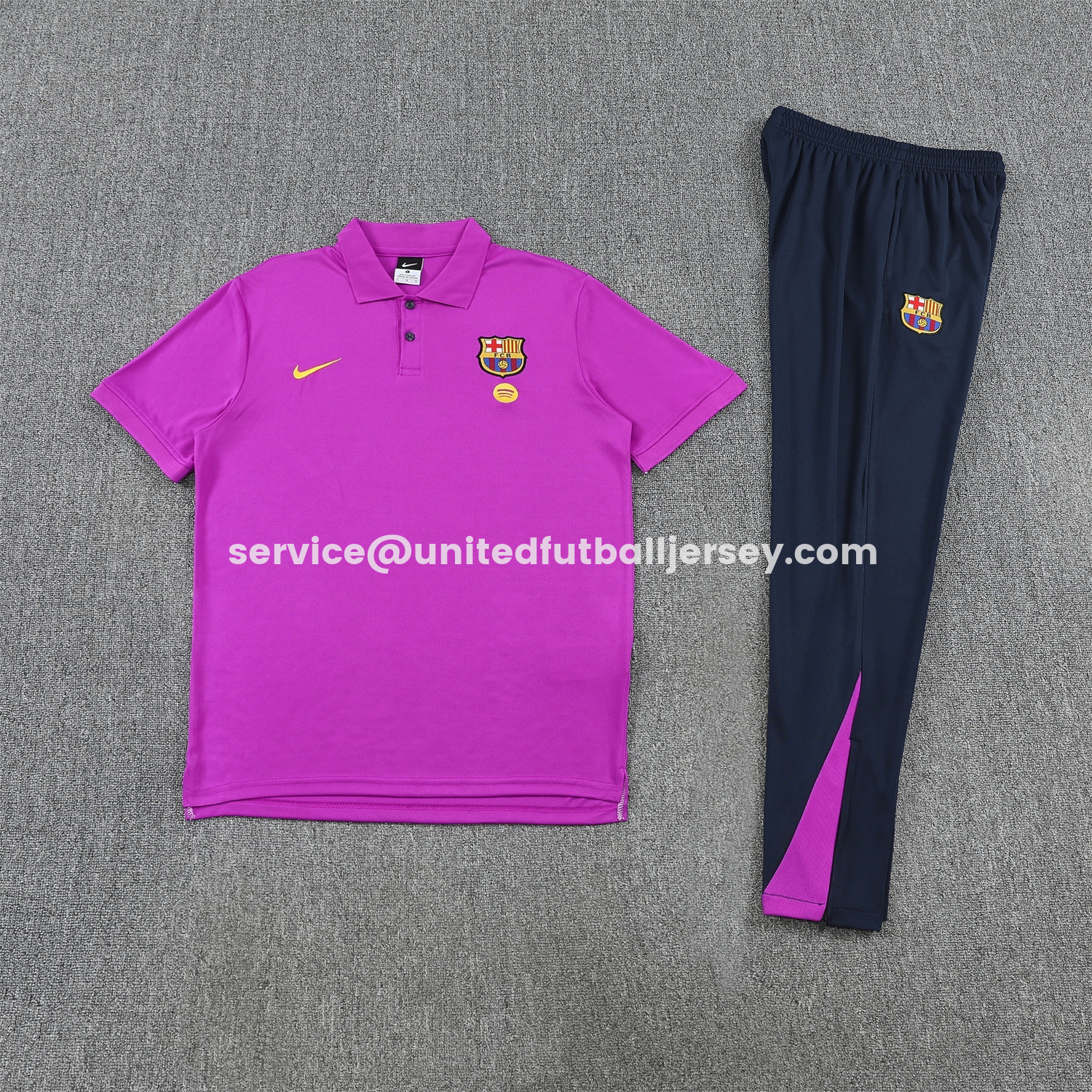 unitedfutballjersey-Barcelona 25-26 POLO Short-Sleeve Training Set - Purple Top and Dark Blue Pants