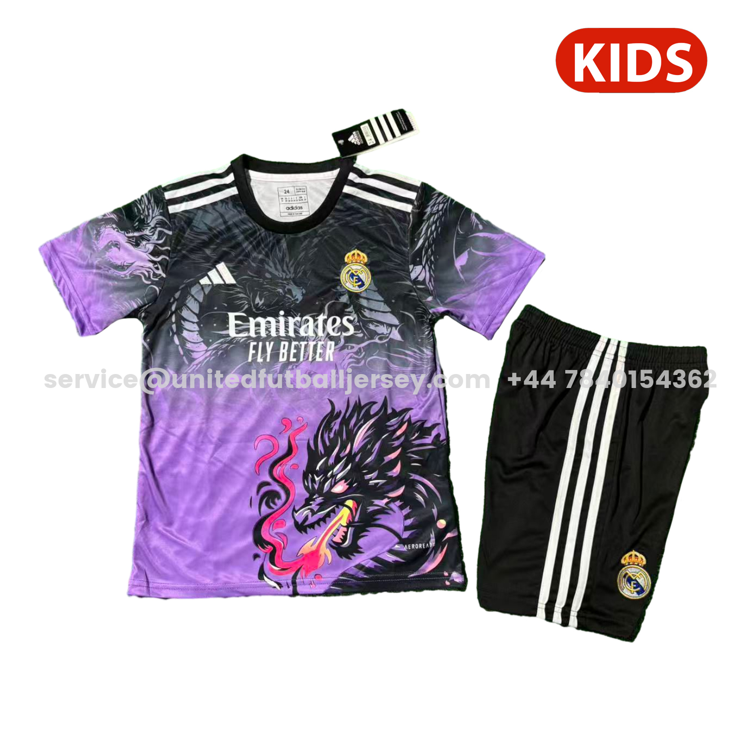unitedfutballjersey-Real Madrid 25-26 Black Dragon Purple Special Kids Kit