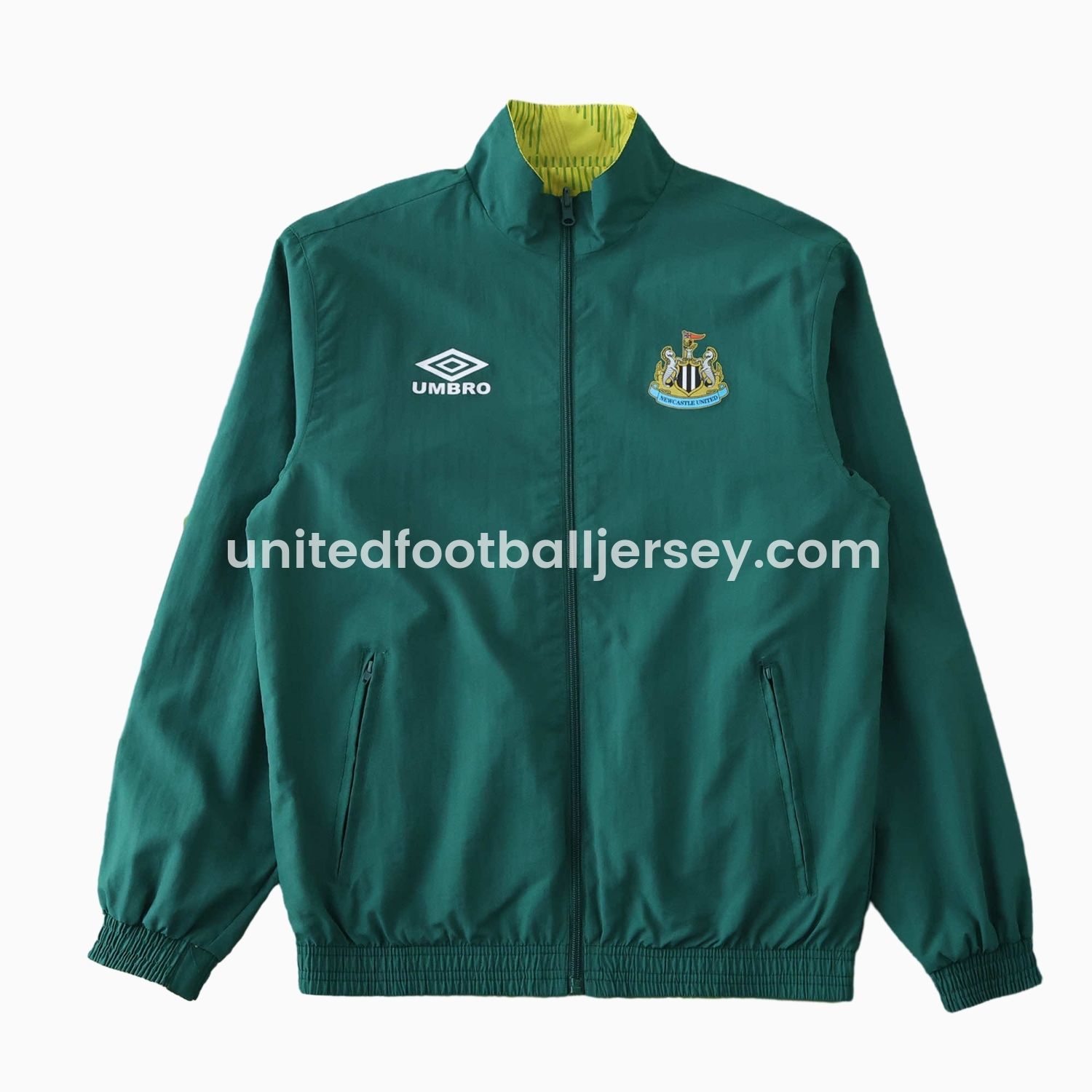unitedfutballjersey-Newcastle United 24-25 Retro Style Double Sided Reversible Windbreaker - Green & Yellow