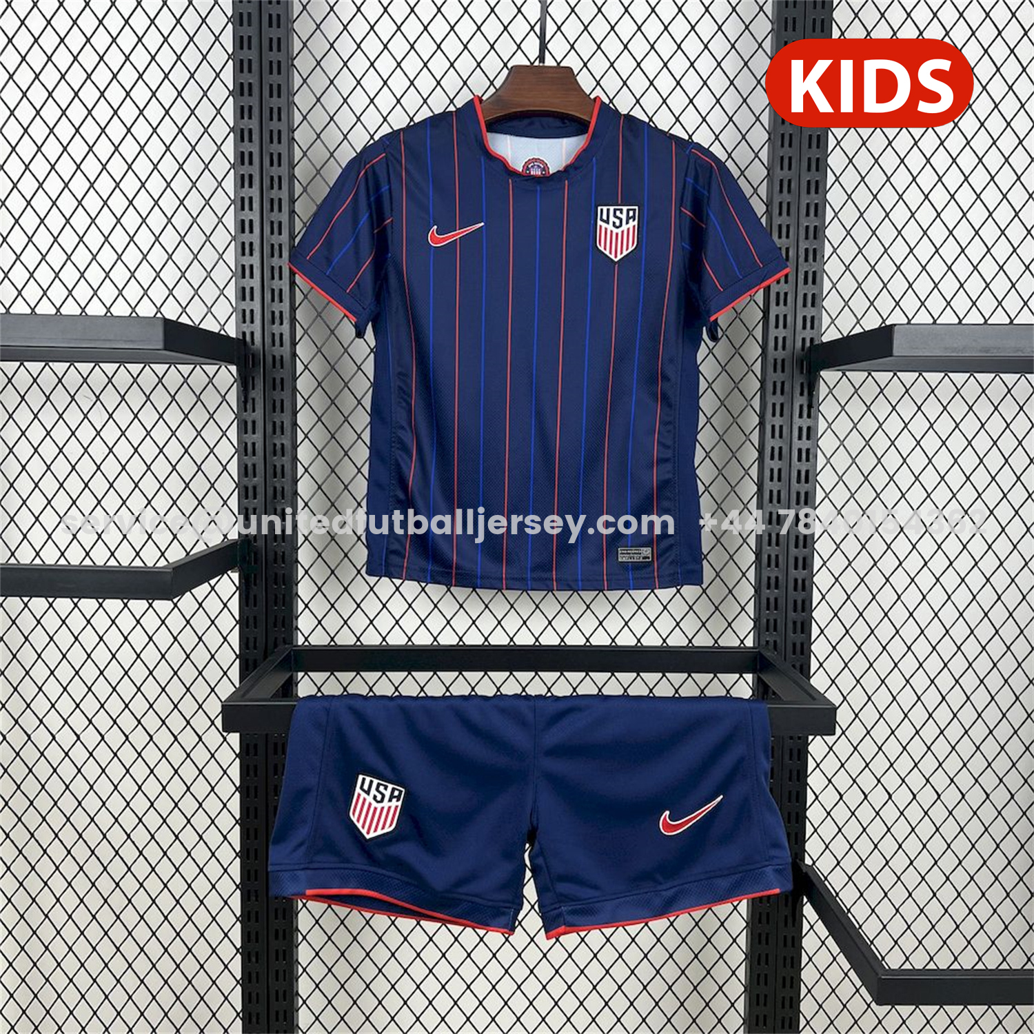 unitedfutballjersey-United States USA 25-26 Away Deep Blue Kids Kit