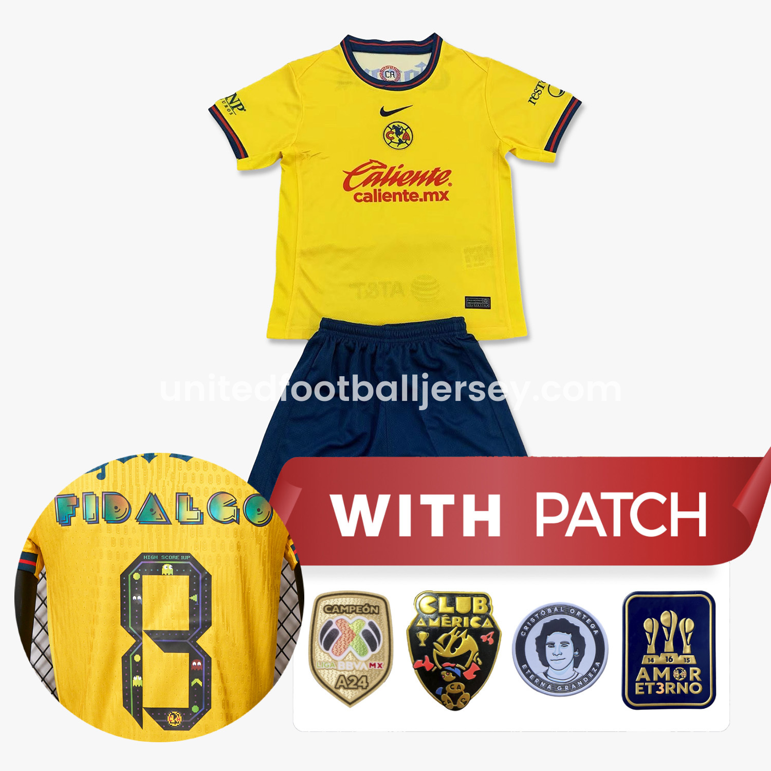 unitedfutballjersey-【Pac-Man Version Font】Club América 24-25 Home Kids Kit