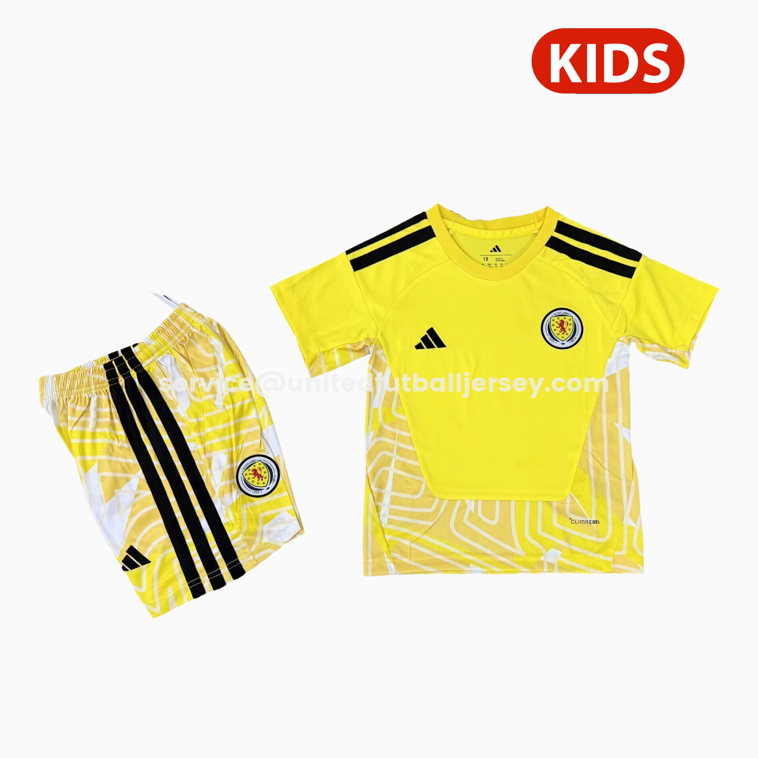 unitedfutballjersey-S-c-o.t l.a-n.d 2026 Goalkeeper Yellow Kids Kit
