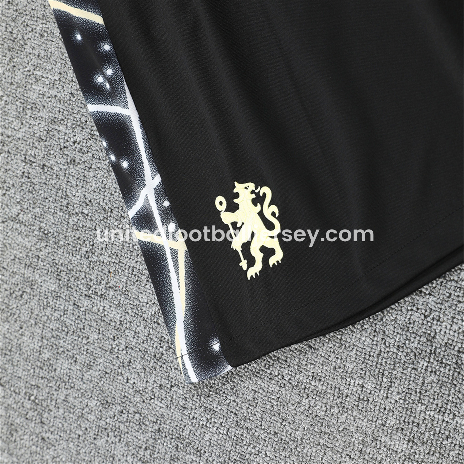 unitedfutballjersey-C.H.E.L.S.E.A 25-26 Short-Sleeve Training Set - Yellow Fluorescent Rays Black Top & Black Shorts
