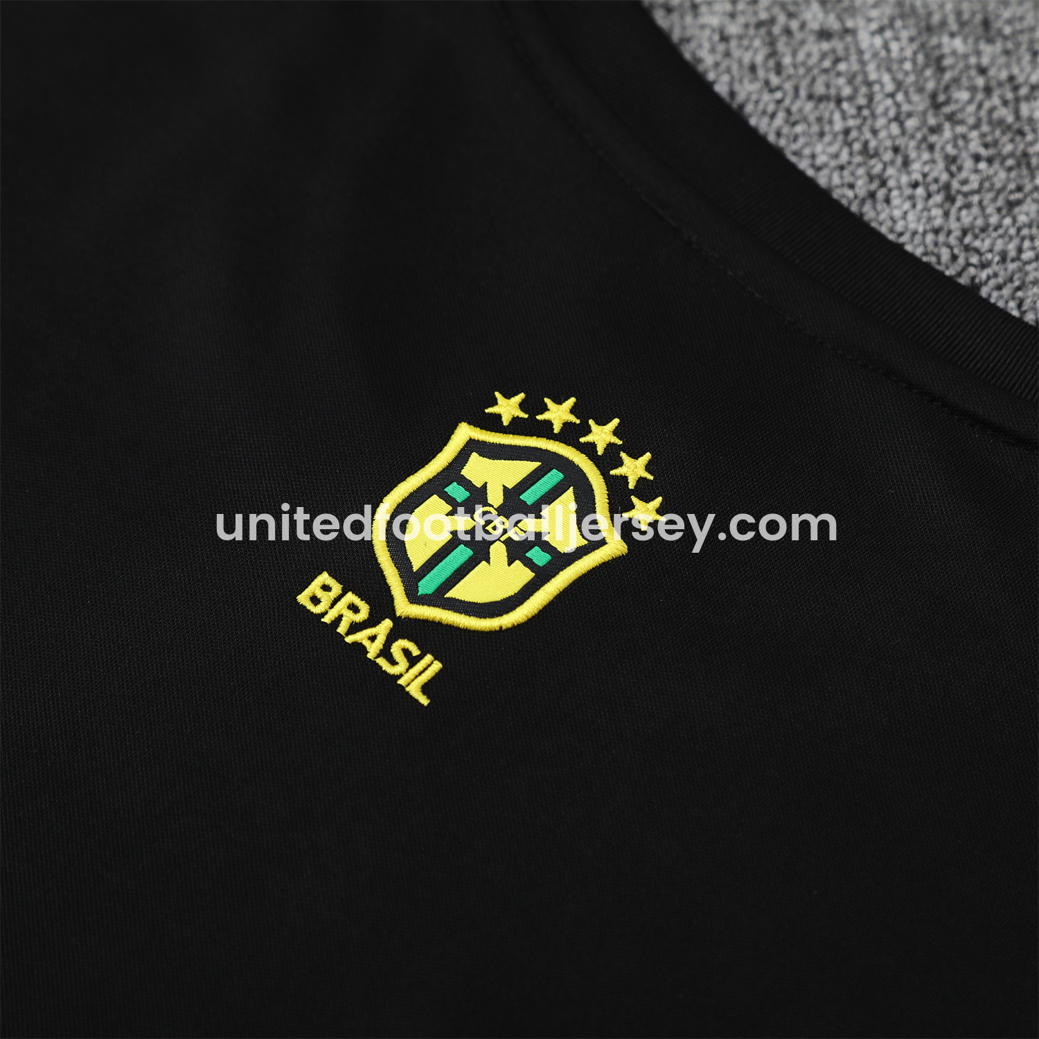 unitedfutballjersey-Brazil 25-26 Yellow Jesus Statue Vest Training Set - Yellow Vest & Black Shorts