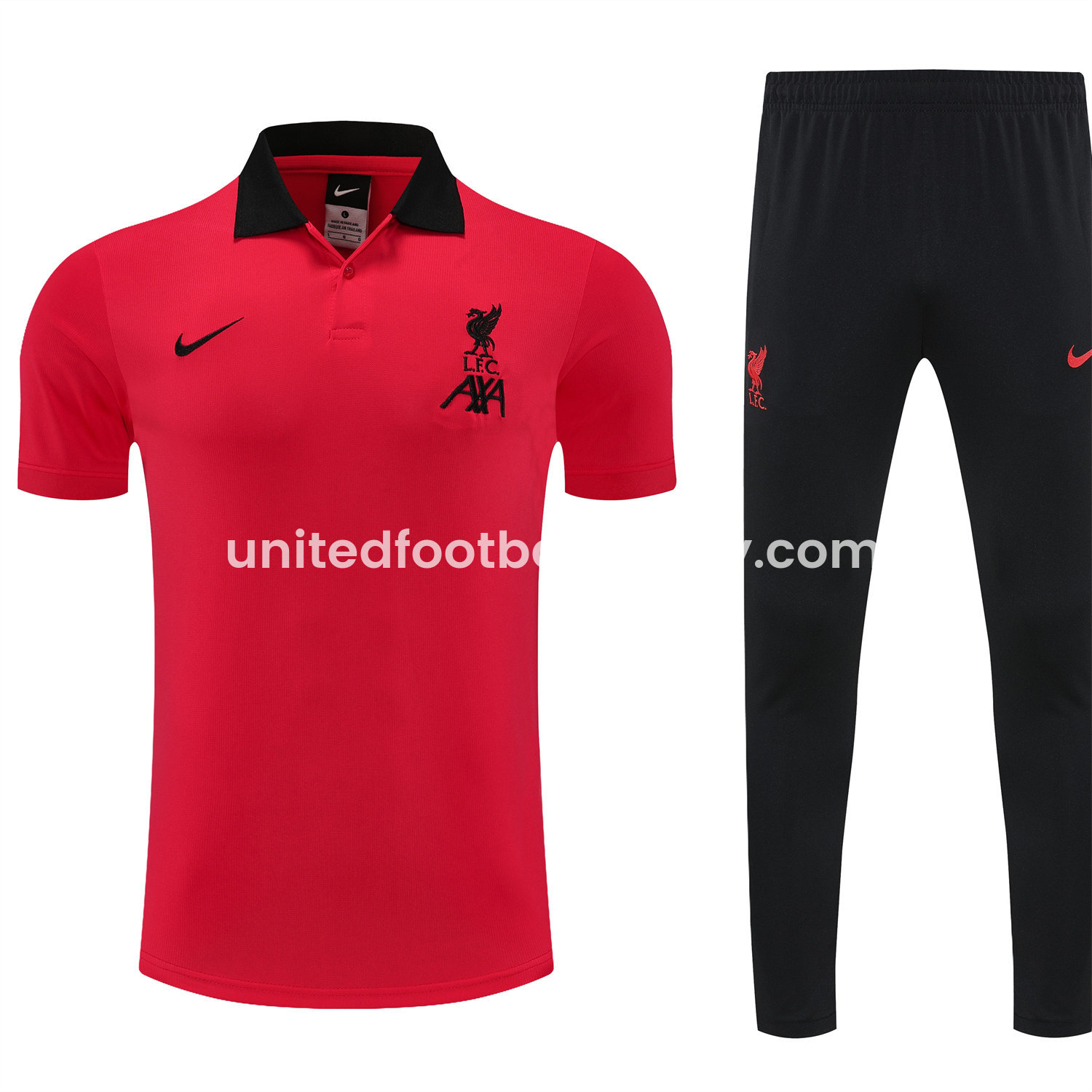 unitedfutballjersey-Liver.pool 25-26 POLO Short-Sleeve Training Set - Red Top and Black Pants