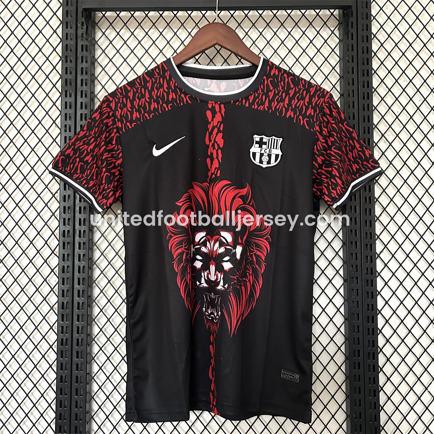 unitedfutballjersey-Barcelona 25-26 Red Lion Silhouette Black Jersey - Fans Version