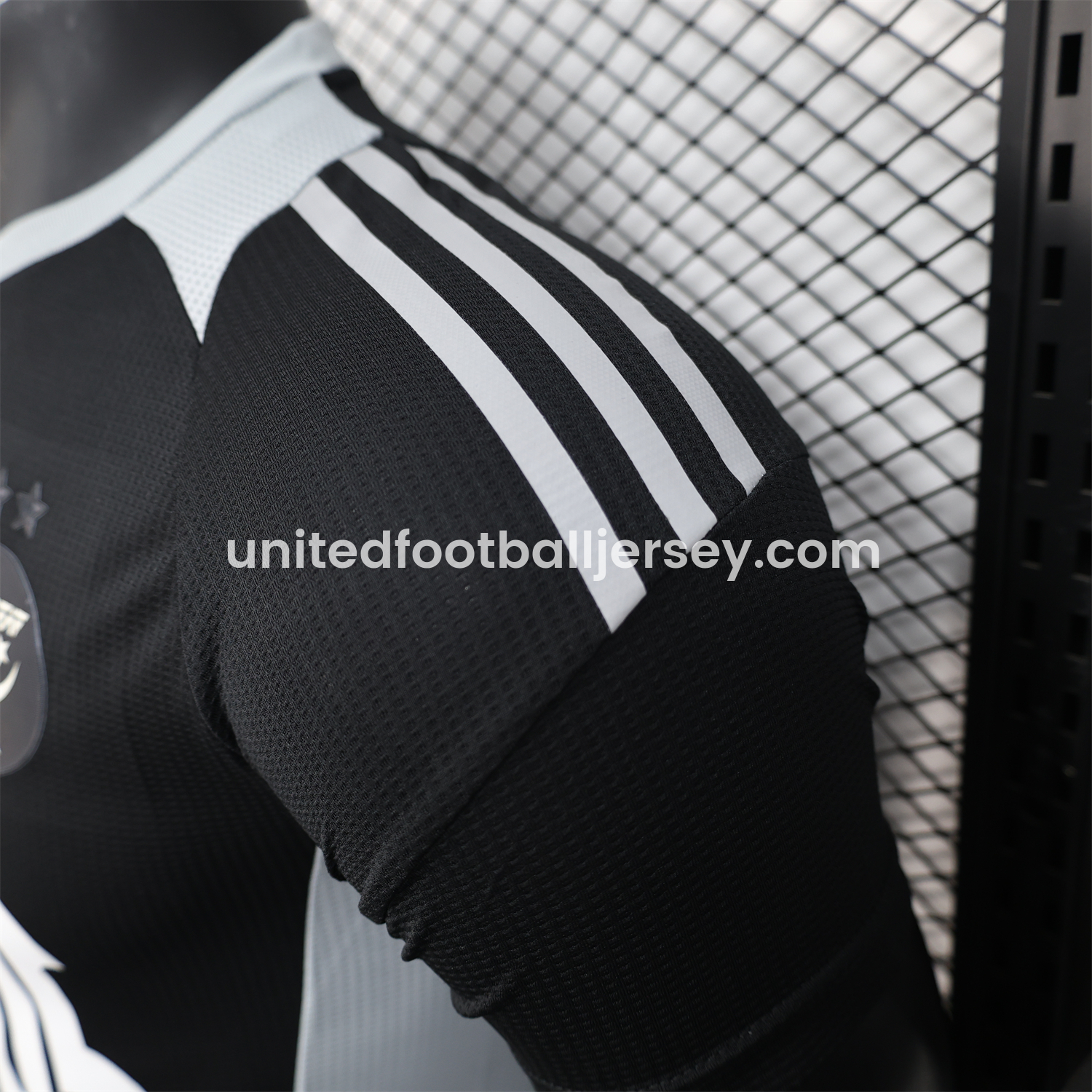 unitedfutballjersey-Algeria 25-26 Pure Black with White Chest Text Jersey - Player Version