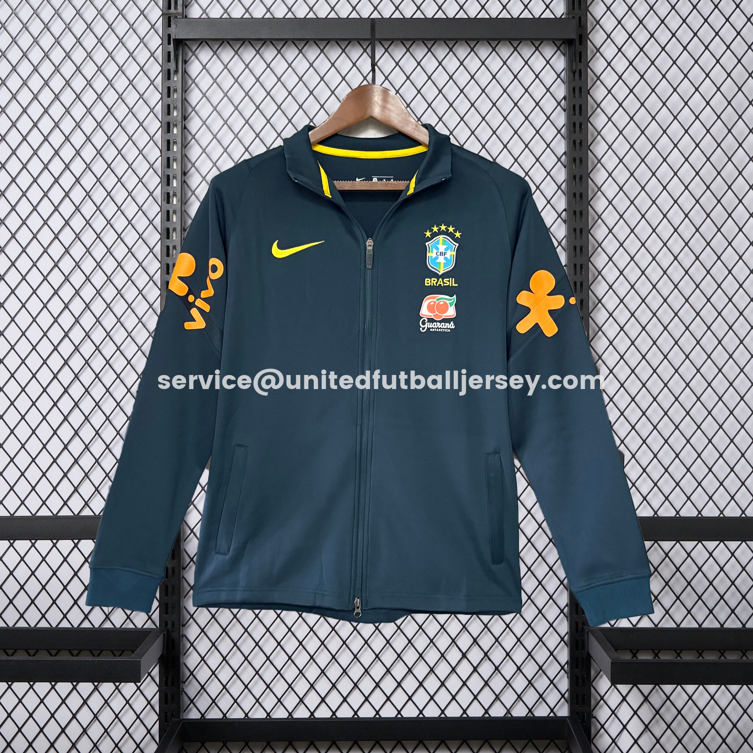 unitedfutballjersey-Retro Brazil 2022 Pre-Match Dark Blue Unsponsored Windbreaker