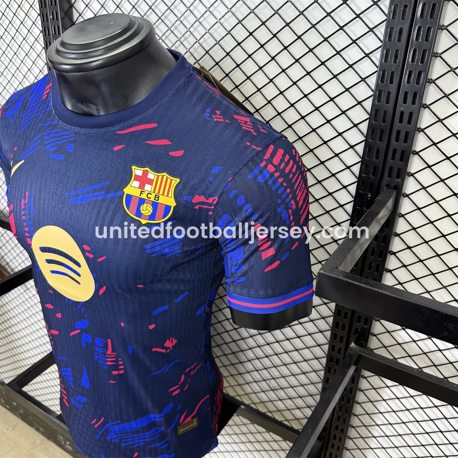unitedfutballjersey-Barcelona 25-26 Red and Blue Graffiti Deep Blue Jersey - Player Version