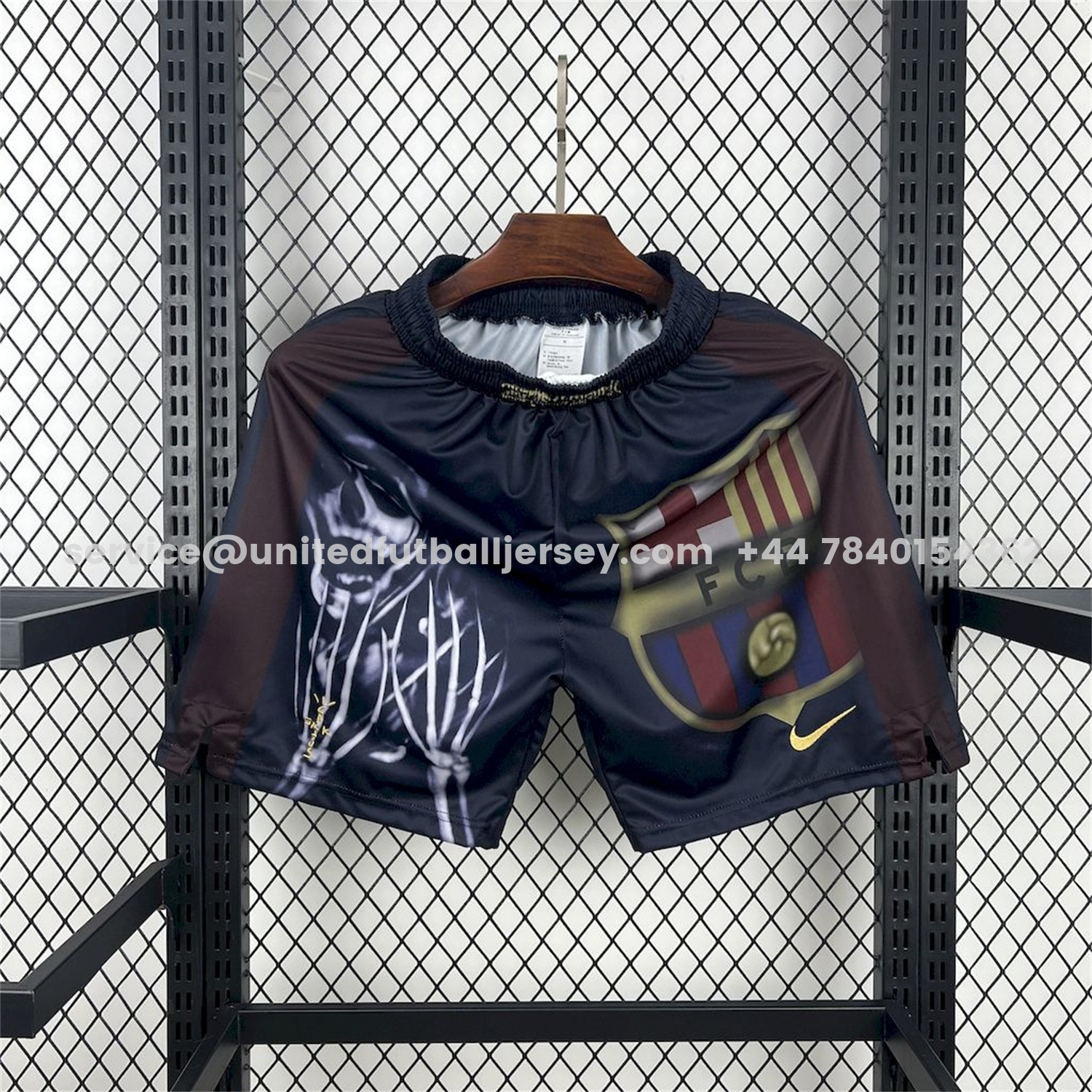 unitedfutballjersey-Barcelona x Travis Scott 25-26 Black Skeleton Shorts