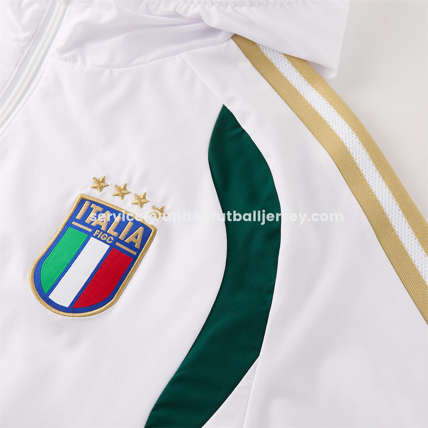 unitedfutballjersey-Italy 2026 Hooded Windbreaker Training Set - White Top & Green Pants