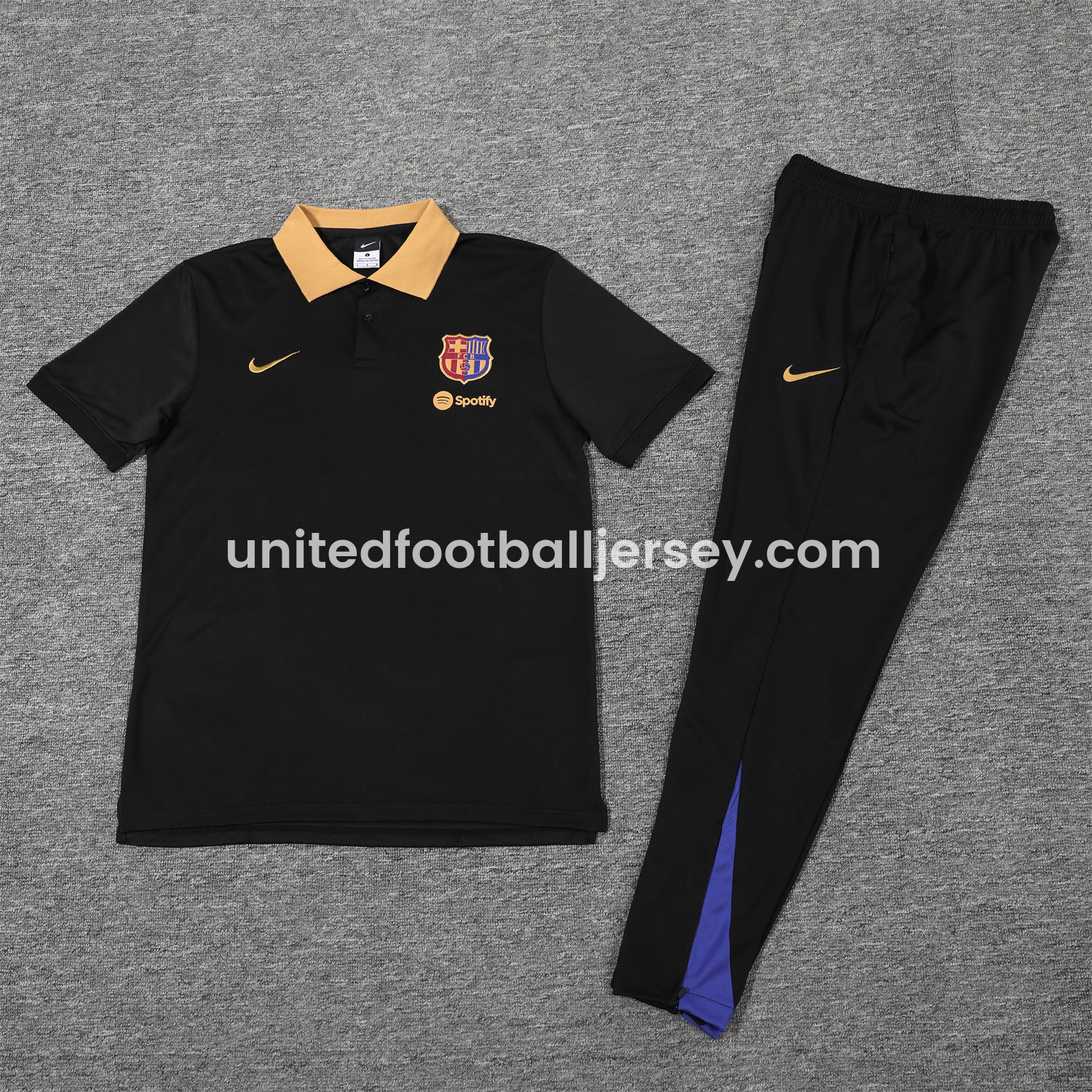 unitedfutballjersey-Barcelona 25-26 POLO Short-Sleeve Training Set - Black Top and Pants