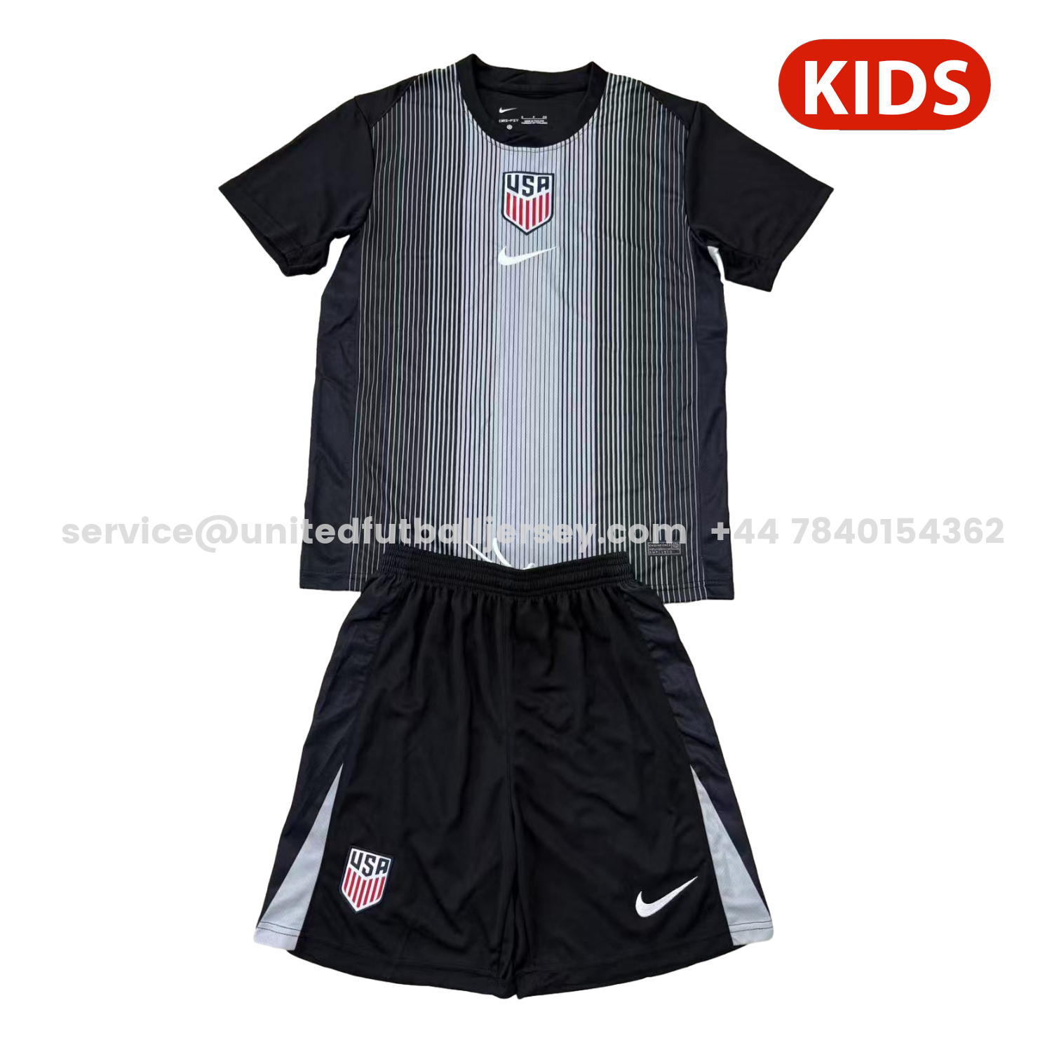 unitedfutballjersey-United States USA 25-26 Black Goalkeeper Kids Kit