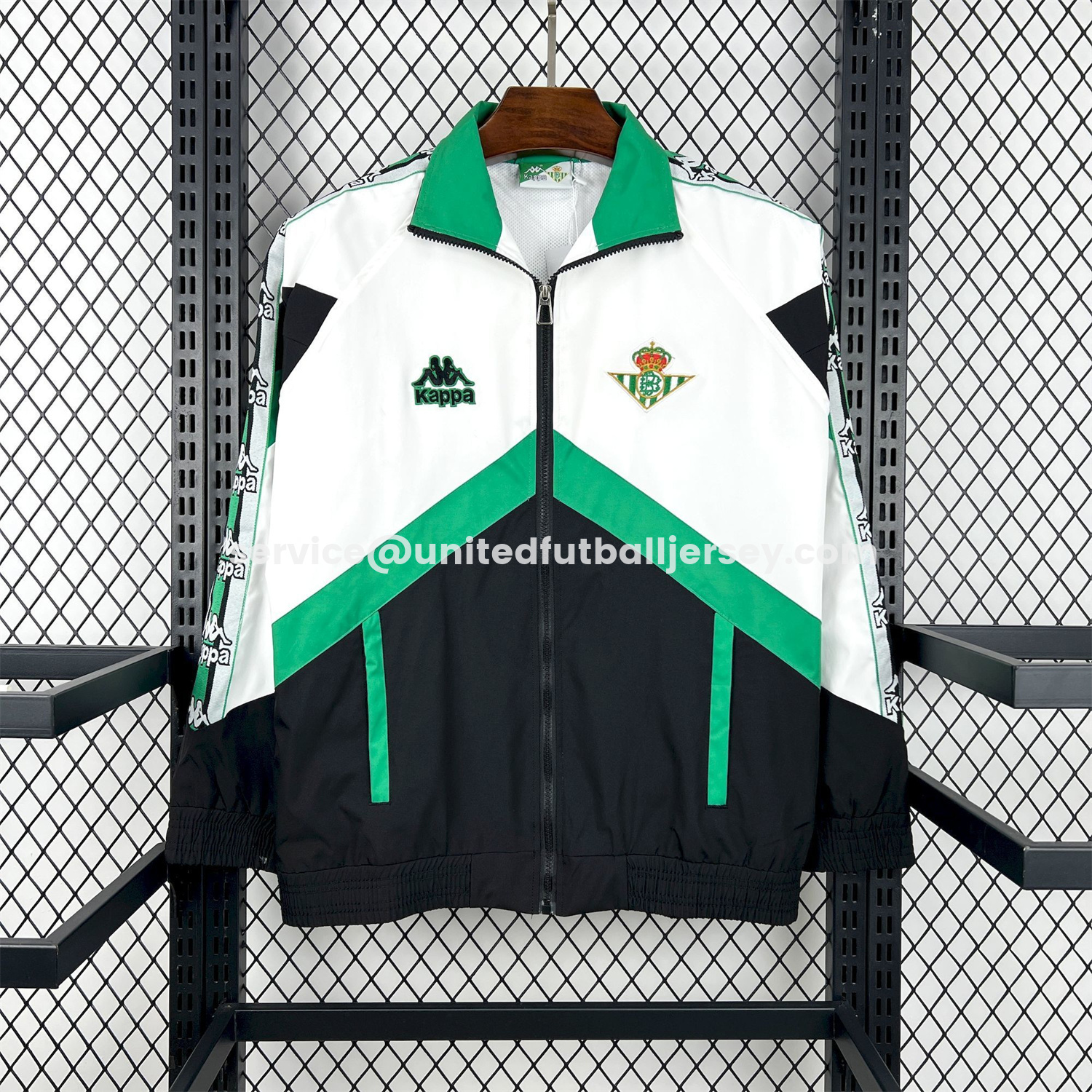 unitedfutballjersey-Retro Real Betis 1995-96 Black And White Windbreaker