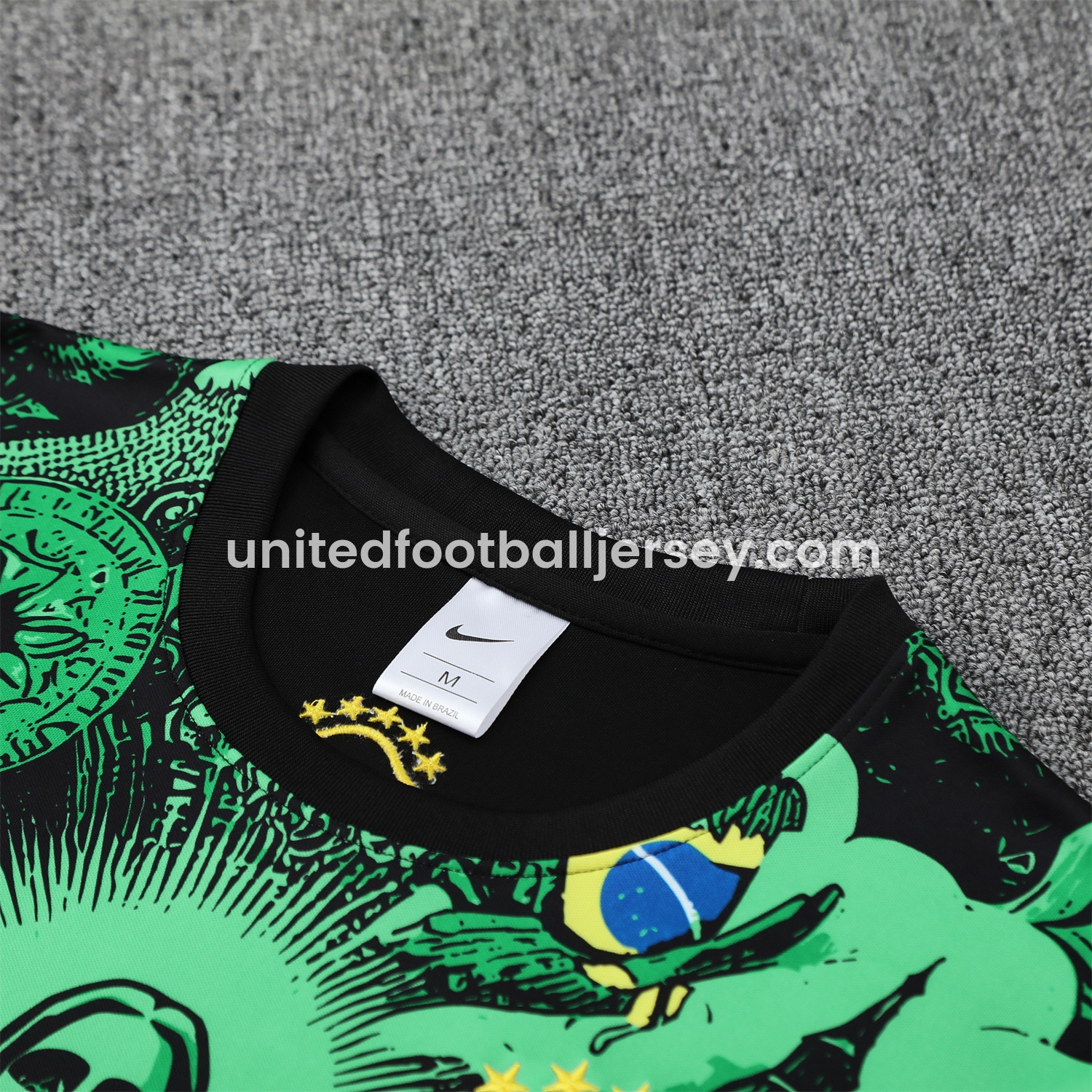 unitedfutballjersey-Brazil 25-26 Green Jesus Statue Short-Sleeve Training Set - Green Top & Black Shorts