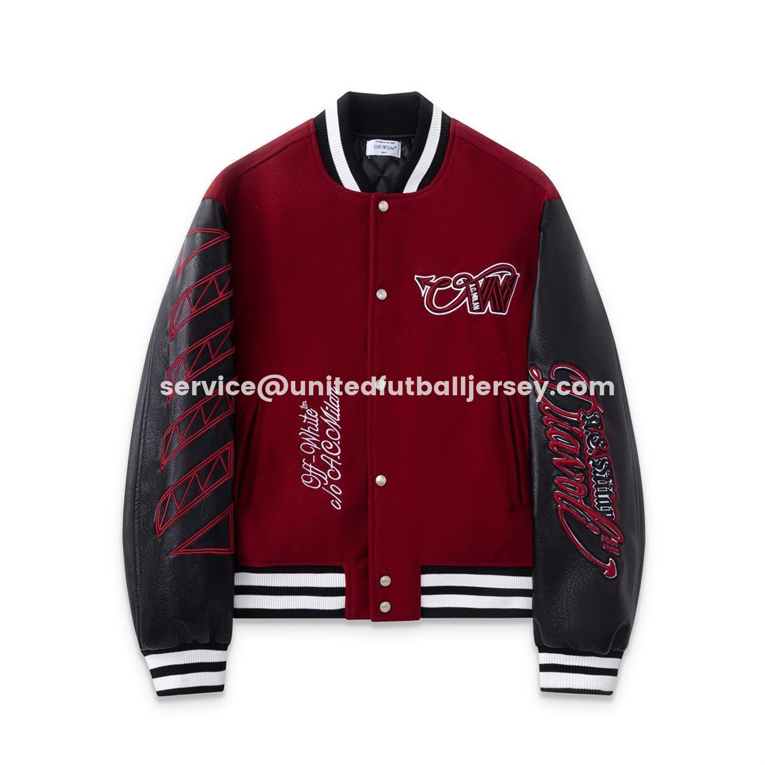 unitedfutballjersey-AC Milan 25-26 Off-White Warm Windbreaker Jacket - Wine Red And Black