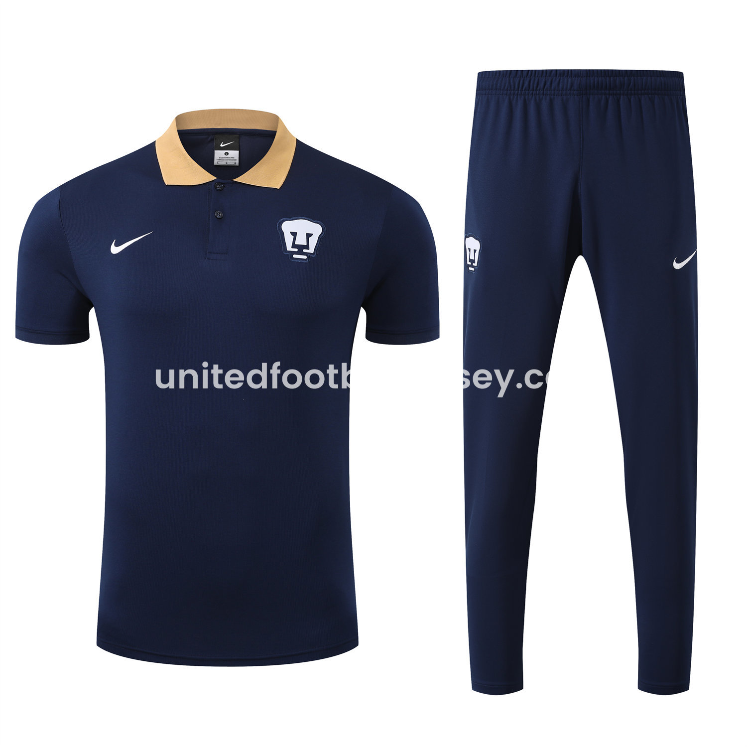 unitedfutballjersey-Pumas UNAM 25-26 POLO Short-Sleeve Training Set - Deep Blue Top and Pants