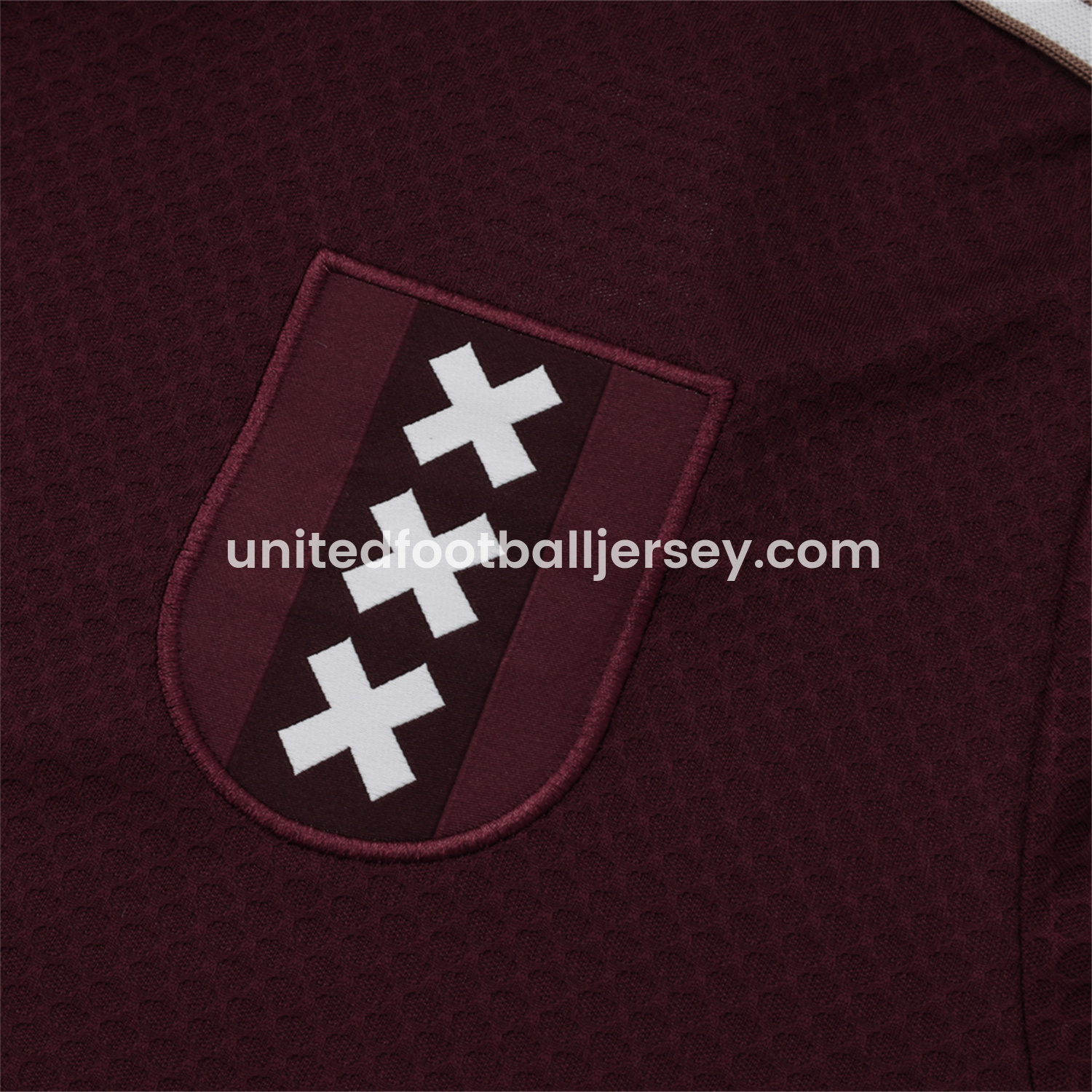 unitedfutballjersey-Ajax 25-26 Throwback Trefoil Short-Sleeve Training Set - Deep Red