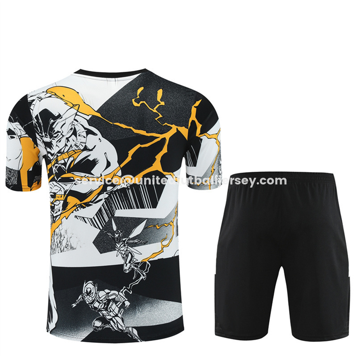 unitedfutballjersey-Real Madrid 25-26 Thunder Comics Kids Short-Sleeve Training Set - Comic Pattern Top & Shorts