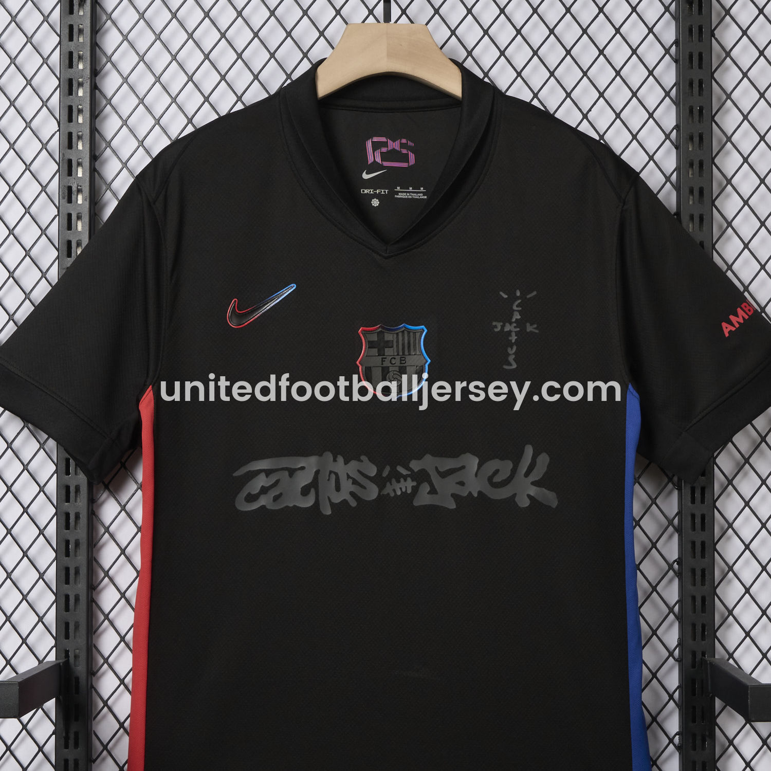 unitedfutballjersey-Barcelona x Travis Scott 24-25 Away Pure Black Jersey - Fans Version