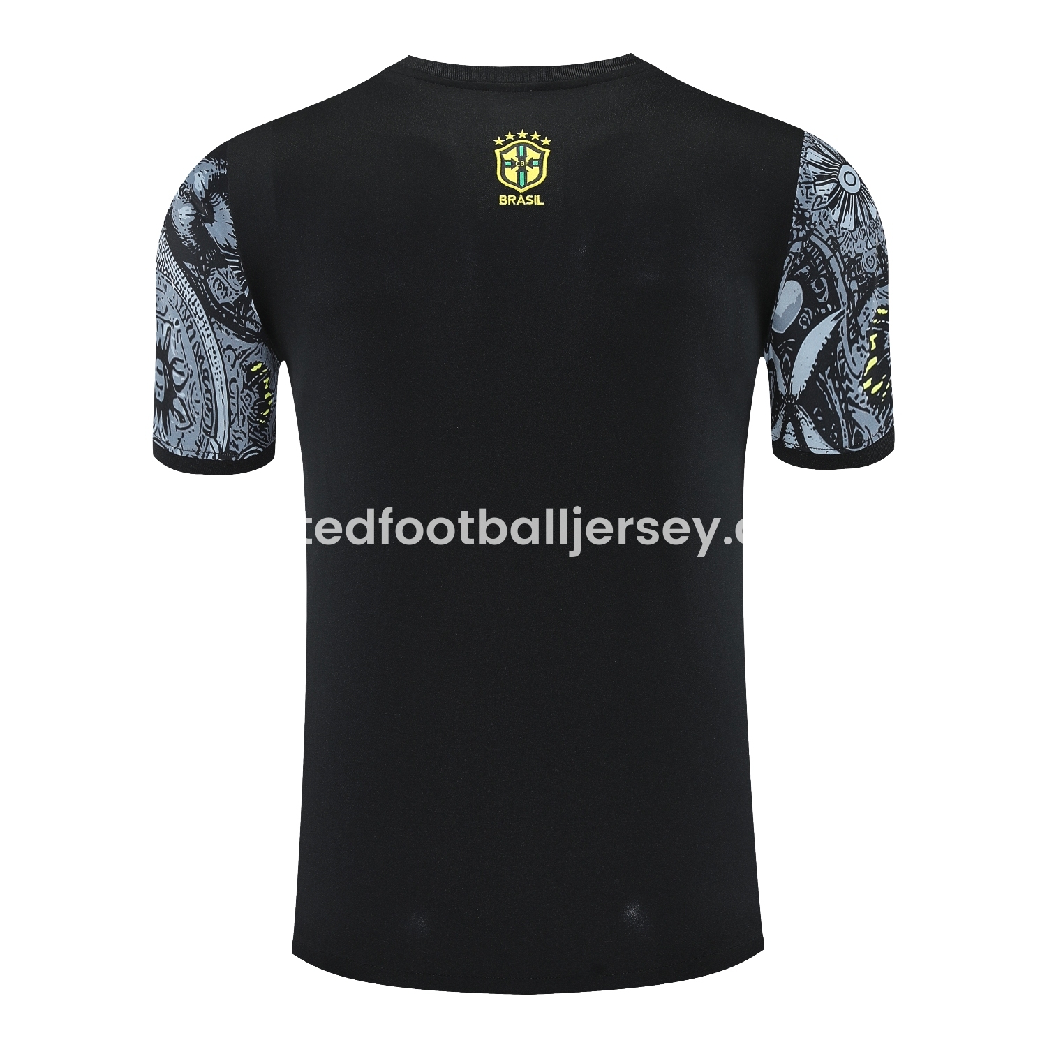 unitedfutballjersey-Brazil 25-26 Gray Jesus Statue Short-Sleeve Training Set - Gray Top & Black Shorts