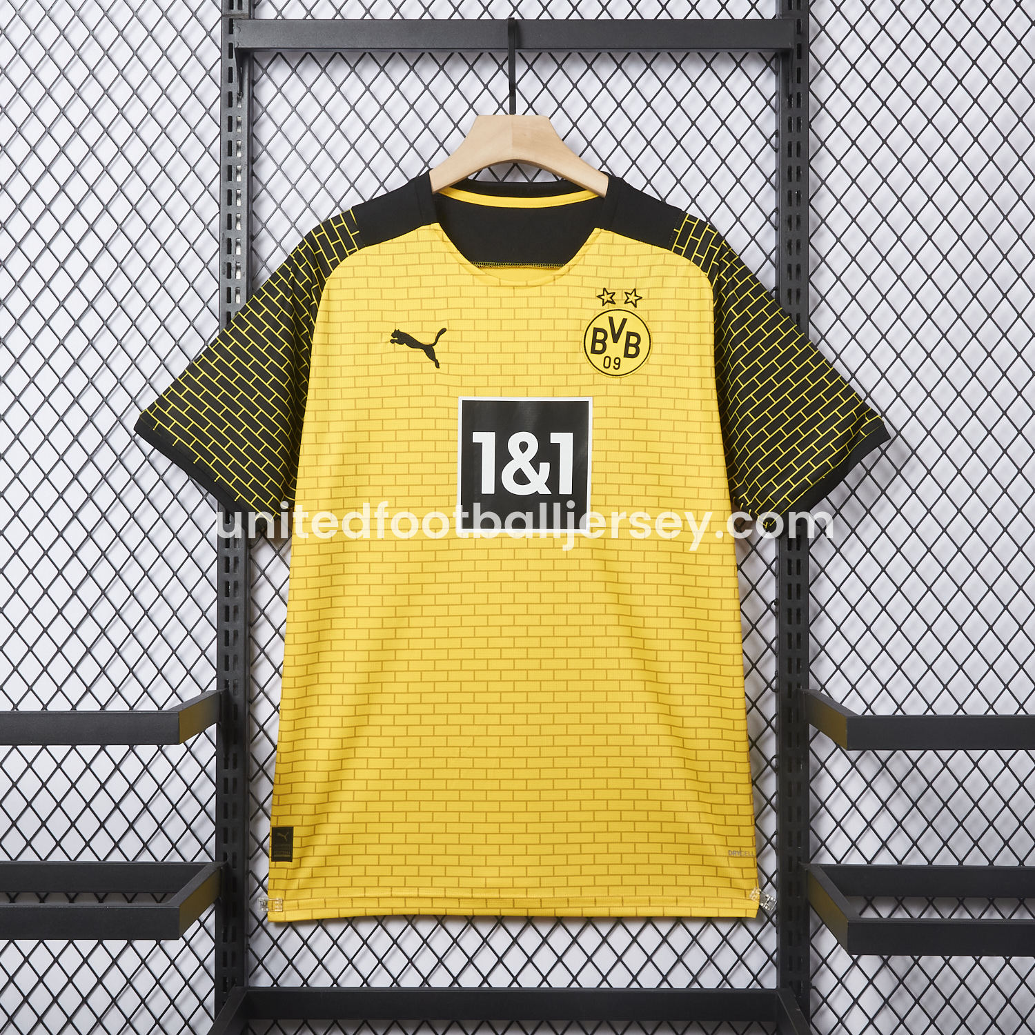unitedfutballjersey-Dortmund 25-26 Pre-Match Training Yellow Brickwork Pattern Jersey - Fans Version
