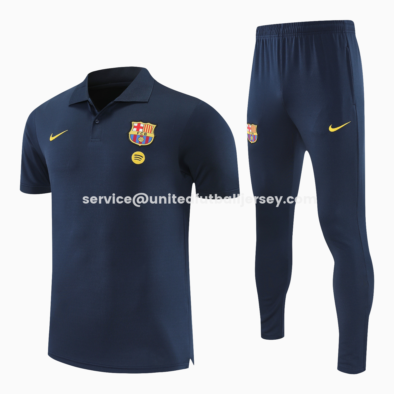 unitedfutballjersey-Barcelona 25-26 POLO Short-Sleeve Training Set - Dark Blue Top and Pants
