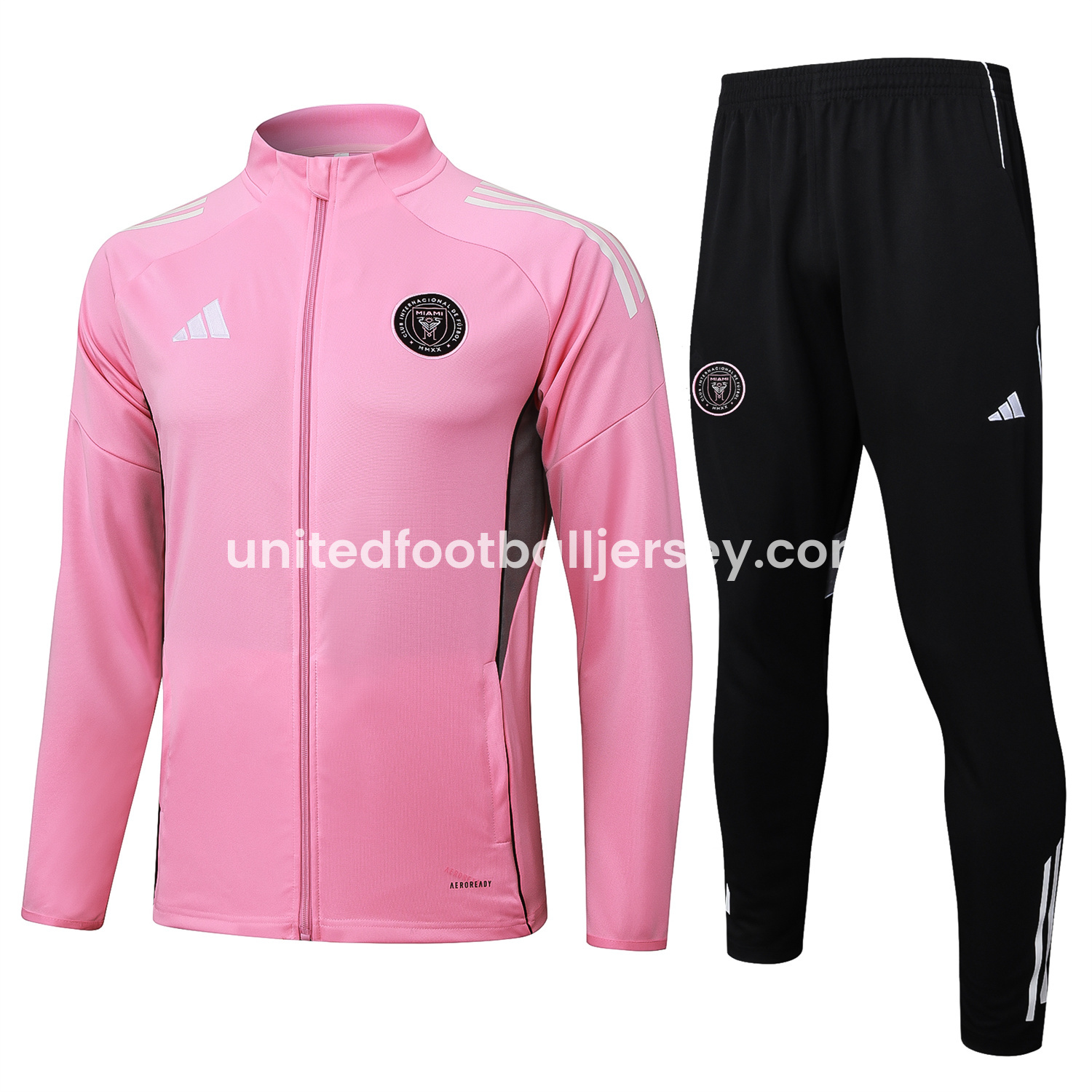 unitedfutballjersey-INT M.A.M 25-26 Jacket Training Tracksuit - Pink Top and Black Pants