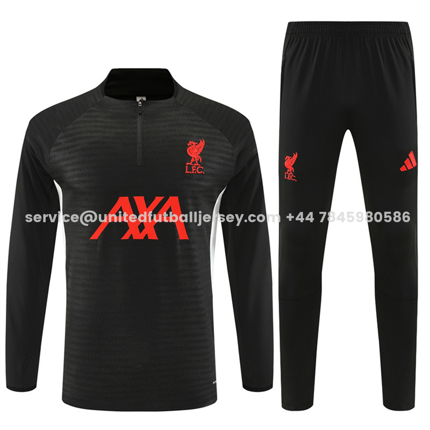 unitedfutballjersey-Liver.pool 25-26 Kids Long Sleeve Training Set - Player Version - Black Top & Black Pants