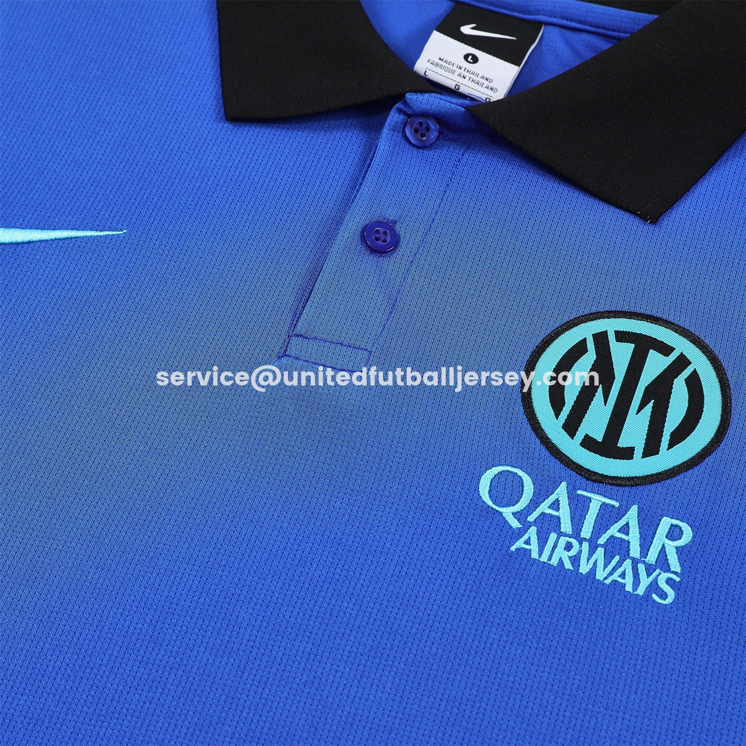 unitedfutballjersey-Inter Milan 25-26 POLO Short-Sleeve Training Set - Ocean Blue Top and Black Pants