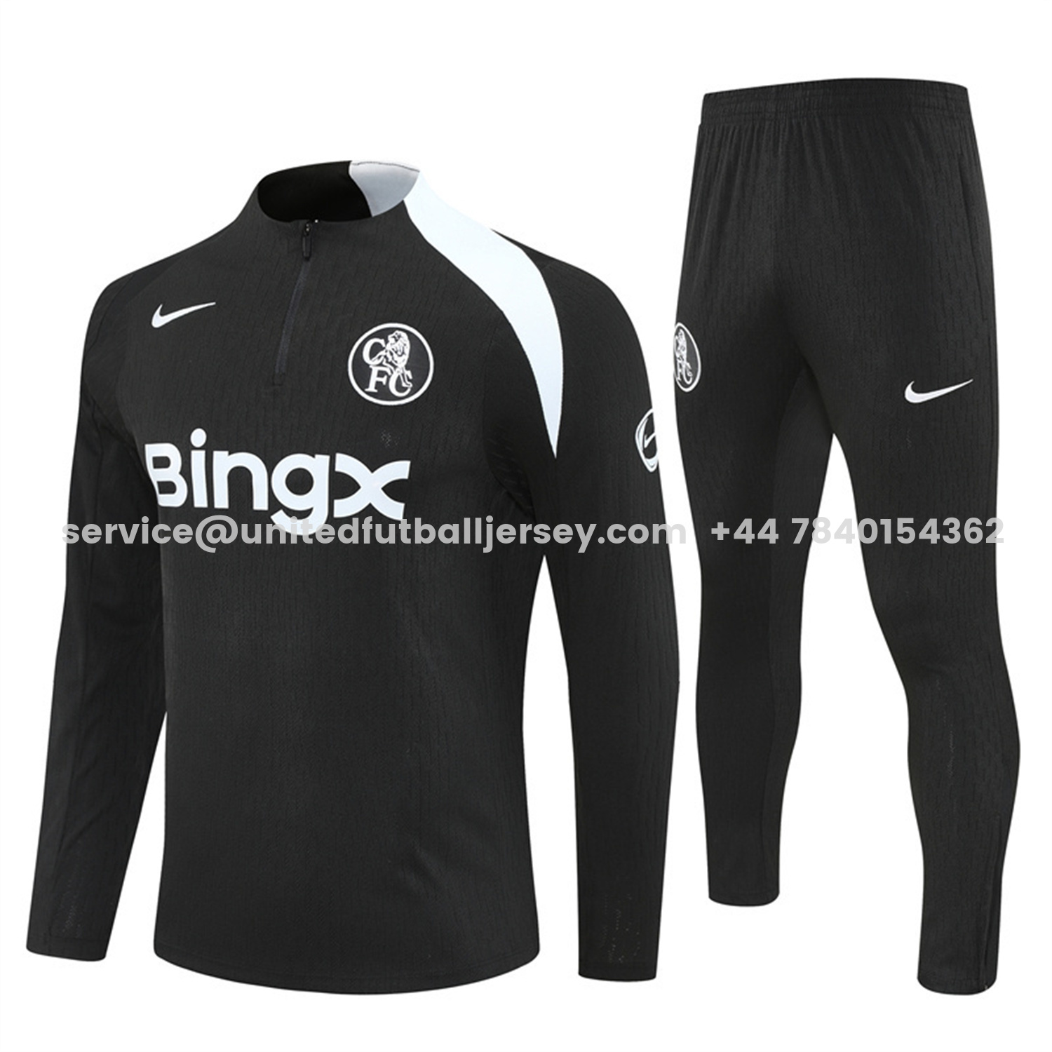 unitedfutballjersey-C.H.E.L.S.E.A 25-26 Long Sleeve Training Set - Player Version - Black Top and Black Pants