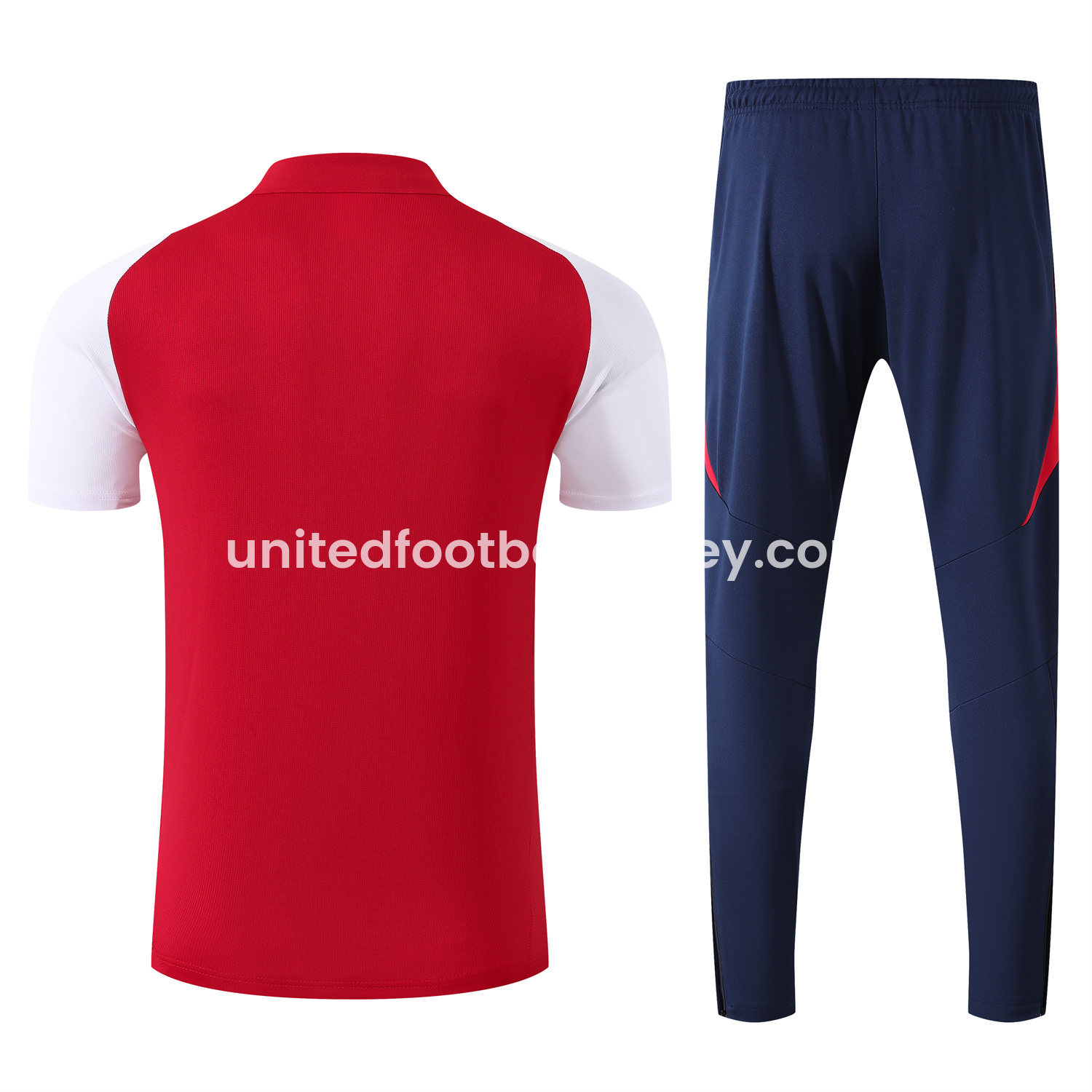 unitedfutballjersey-Arsenal 25-26 POLO Short-Sleeve Training Set - Red Top and Deep Blue Pants