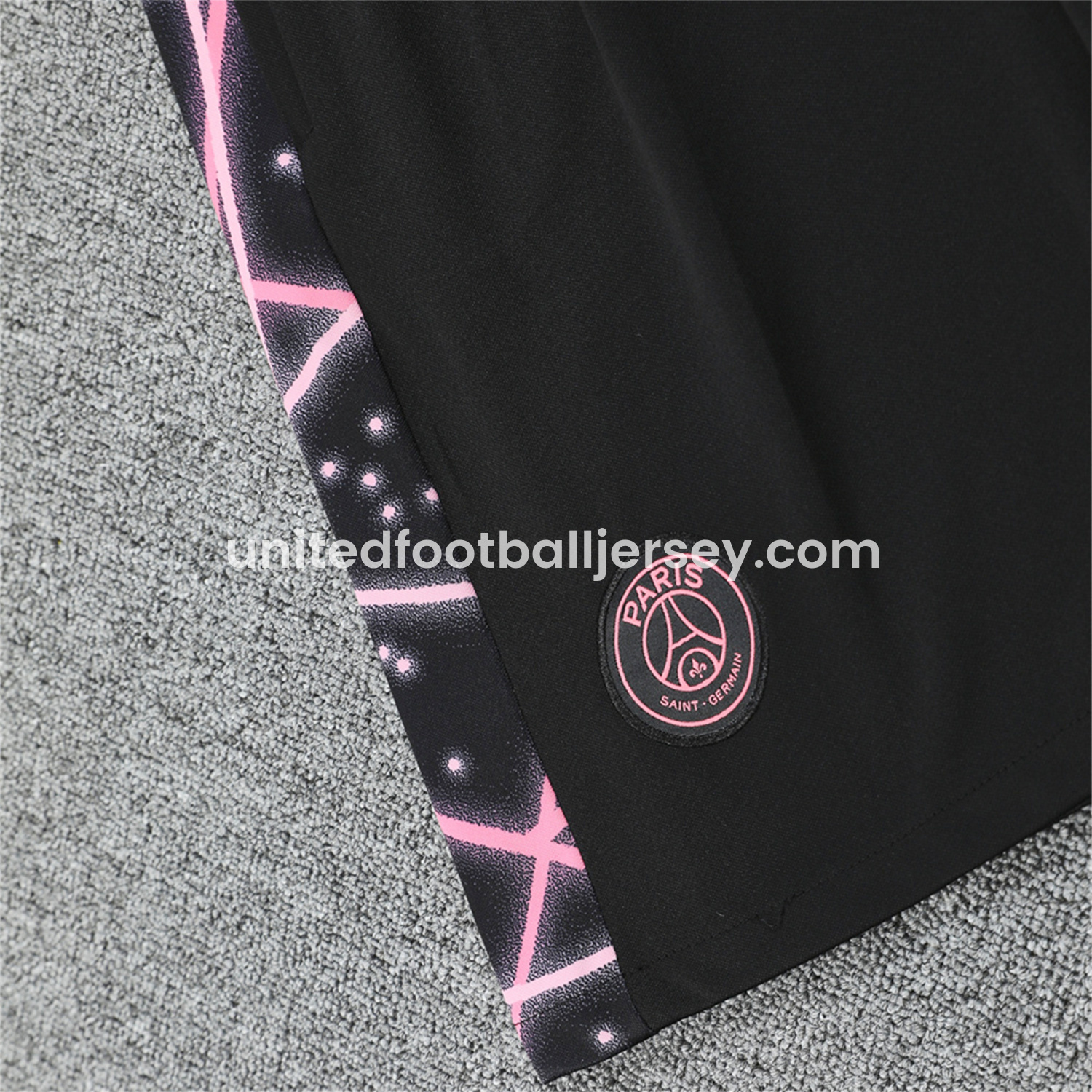 unitedfutballjersey-Paris Saint-Germain PSG 25-26 Short-Sleeve Training Set - Pink Fluorescent Rays Black Top & Black Shorts
