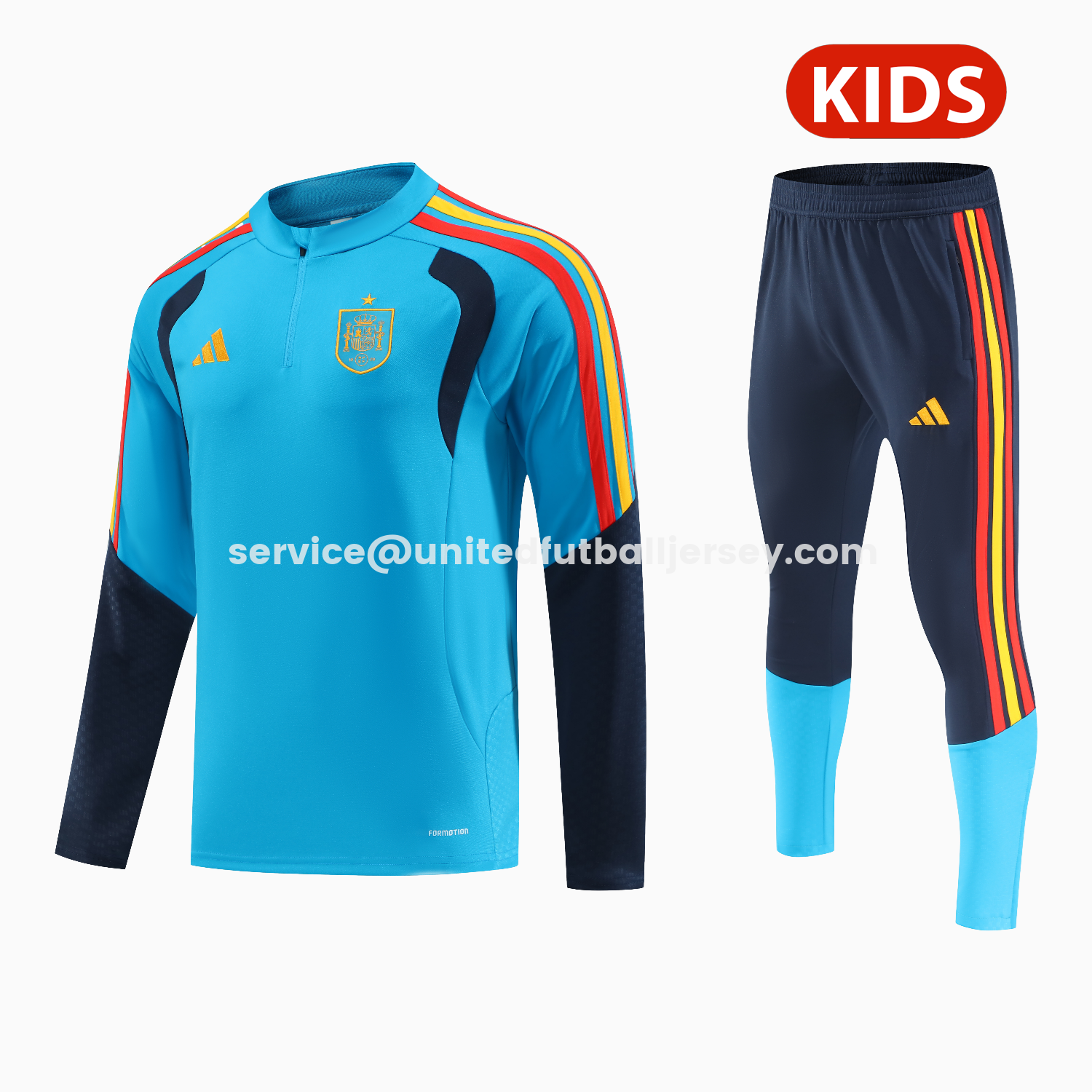 unitedfutballjersey-Spain 2026 Kids Long Sleeve Training Set - Light Blue Top & Pants