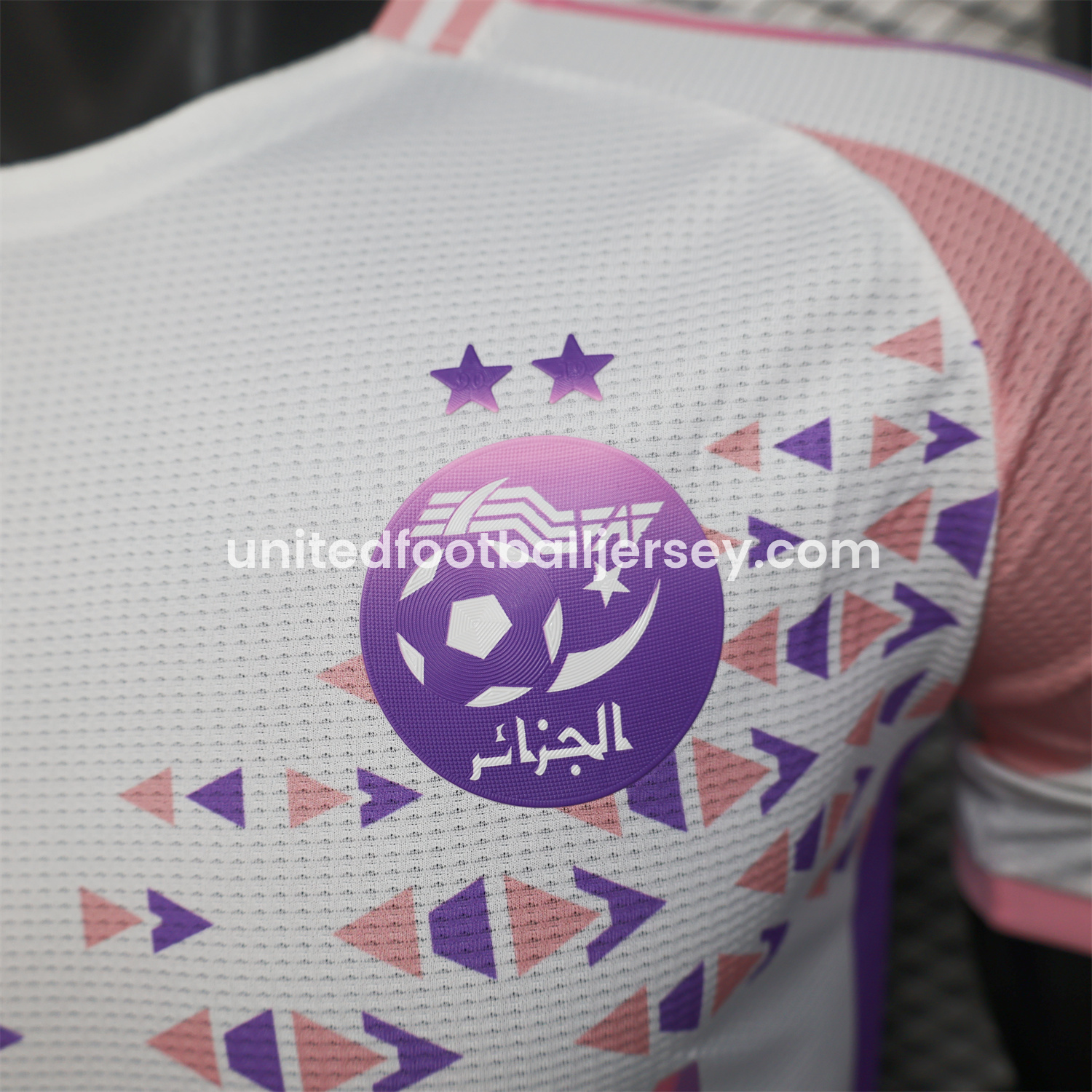 unitedfutballjersey-Algeria 25-26 Pink and Purple Triangle Pattern Black Jersey - Player Version