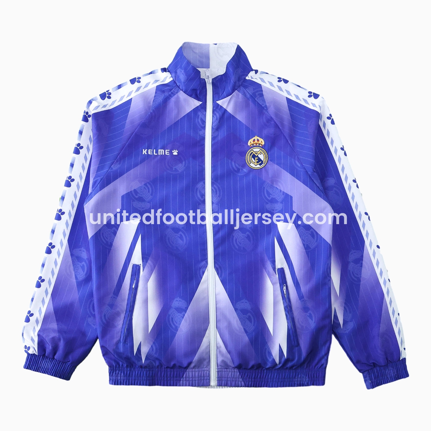 unitedfutballjersey-Retro Real Madrid 1996-97 Double Sided Reversible Windbreaker - Blue & Green