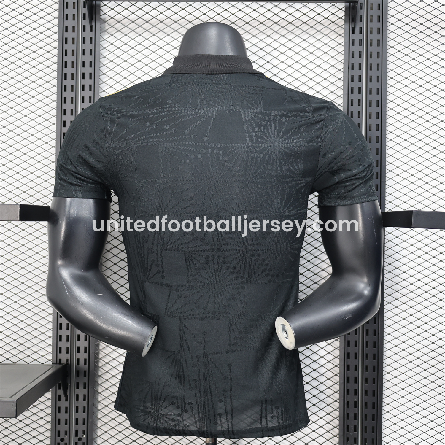 unitedfutballjersey-Mexico 25-26 Black Polo Jersey with Red White and Green Decorative Pattern - Player Version