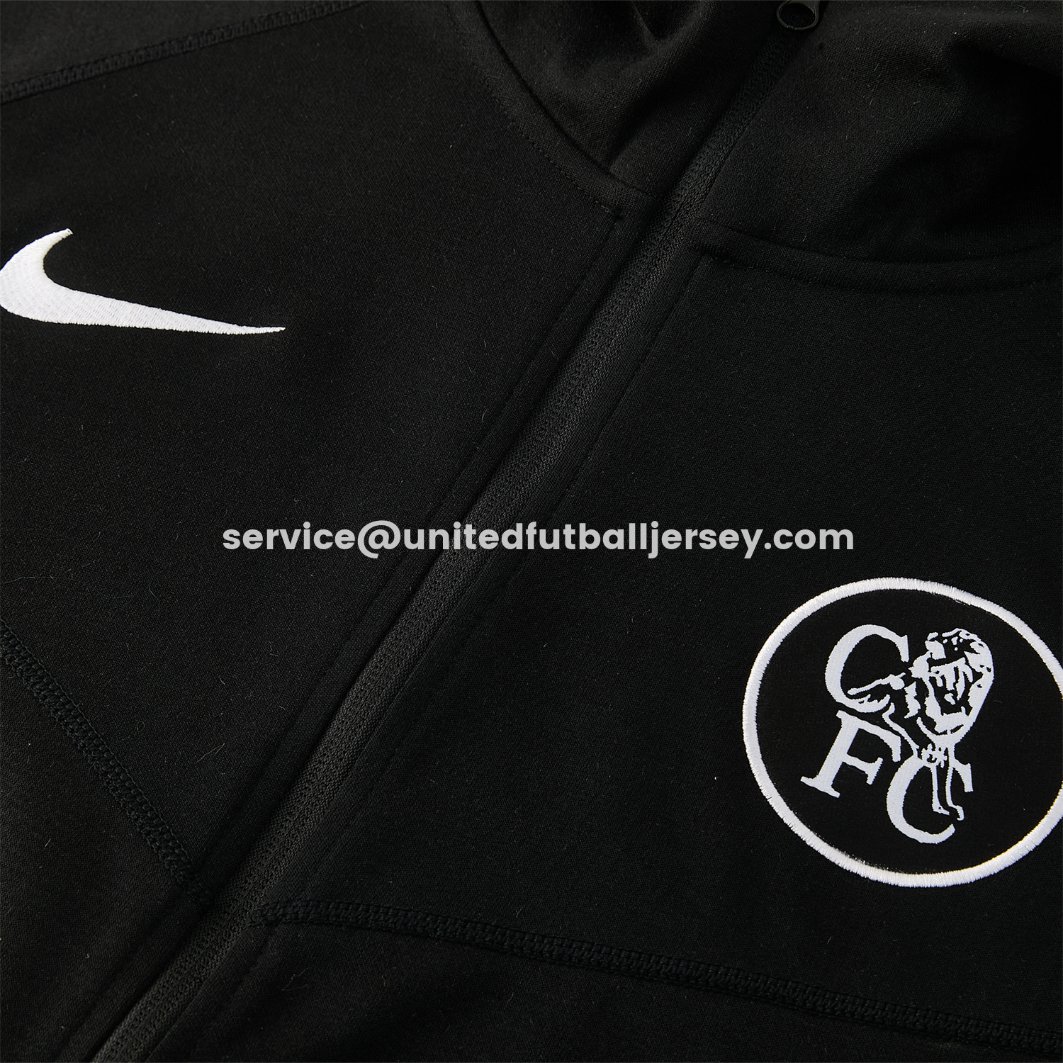 unitedfutballjersey-C.H.E.L.S.E.A 2026 Hooded Windbreaker Training Set - Black Top & Pants
