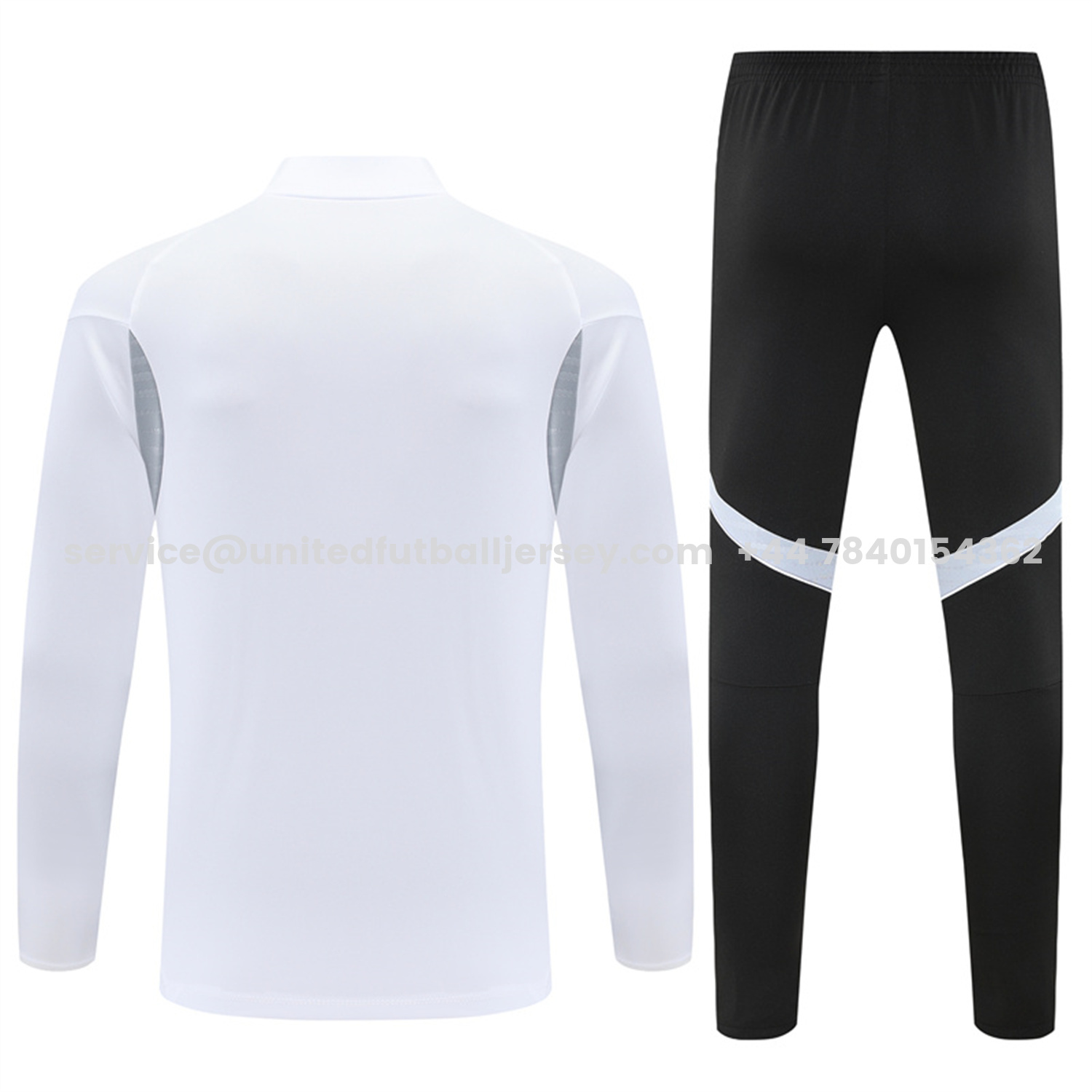 unitedfutballjersey-Germany 25-26 Long Sleeve Training Set - White Top and Black Pants